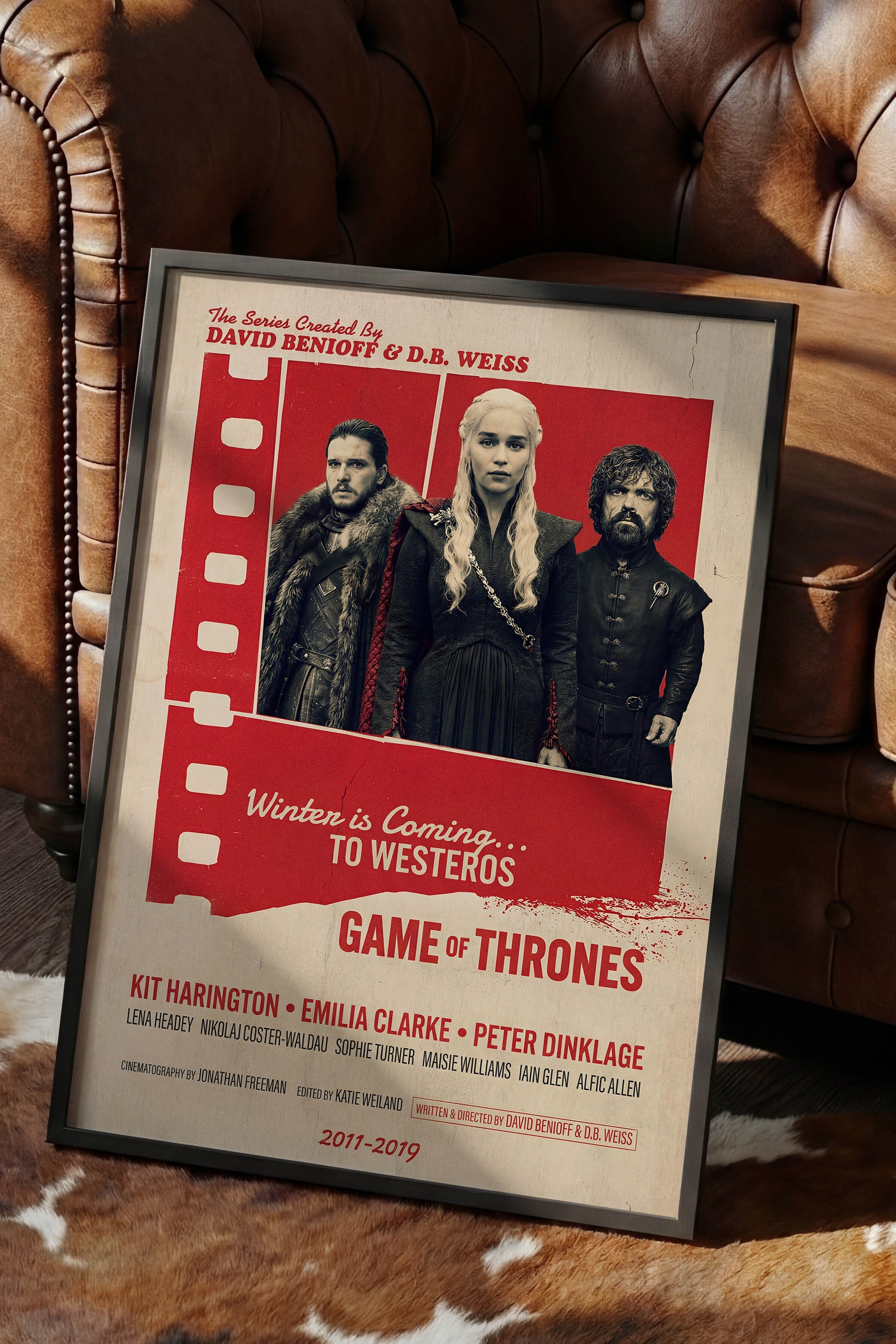 Game of Thrones Siyah Çerçeveli Poster, Sinema ve Dizi Tablo, Film Dizi Afişleri NO:112842