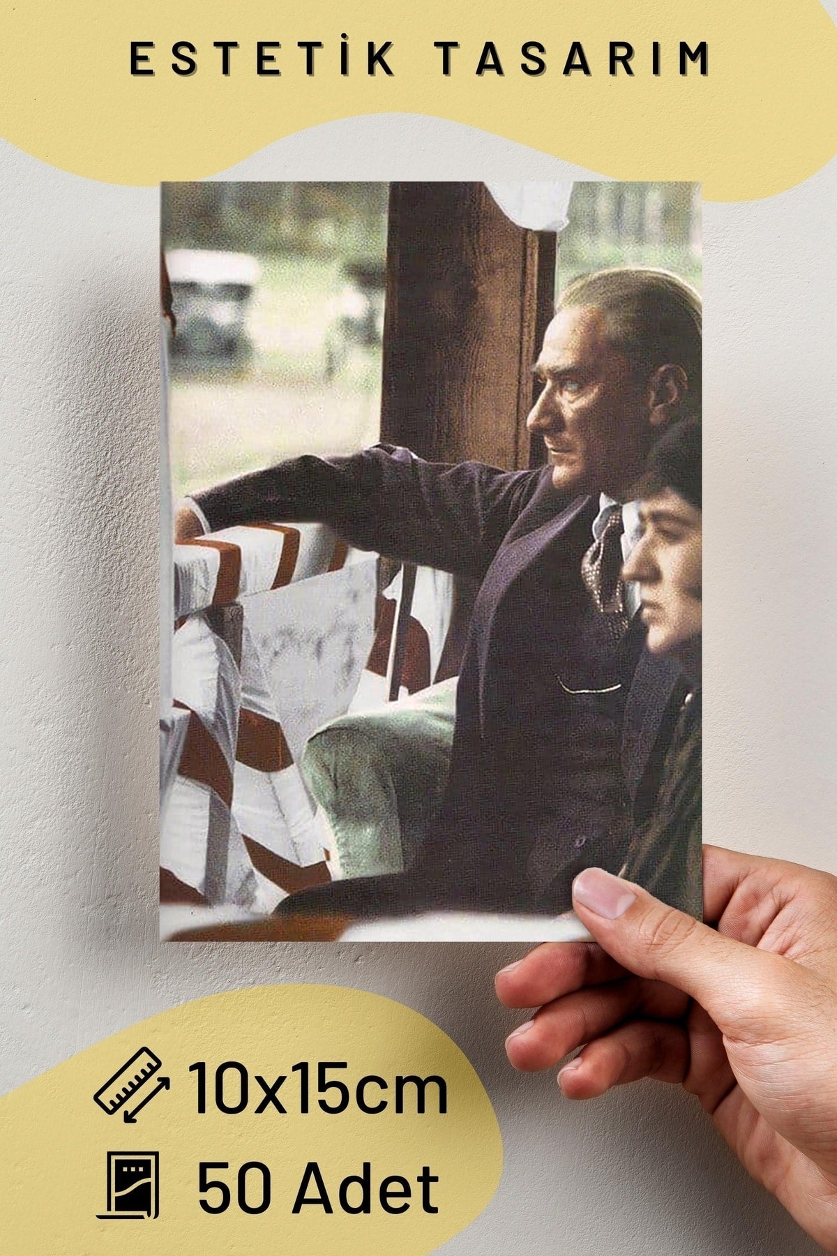 Gazi Mustafa Kemal Atatürk Poster Seti, 50 Adet 10*15 Cm Kolaj Seti,bant Hediyeli Kutulu Set