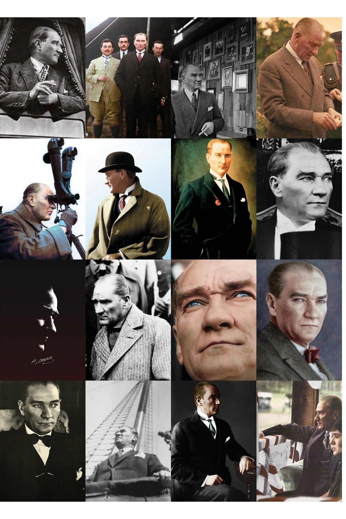 Gazi Mustafa Kemal Atatürk Poster Seti, 50 Adet 10*15 Cm Kolaj Seti,bant Hediyeli Kutulu Set
