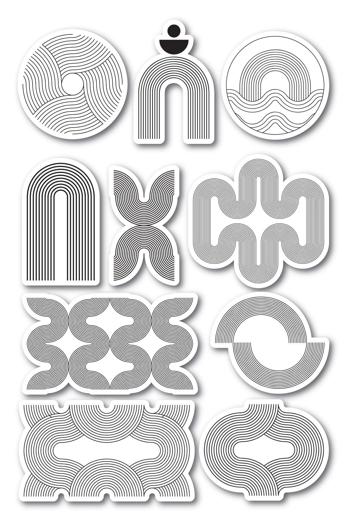 Gemometrik Temalı Sticker Seti - 11 Adet Etiket Seti- Telefon, Tablet, Defter Laptop Uyumlu Etiket