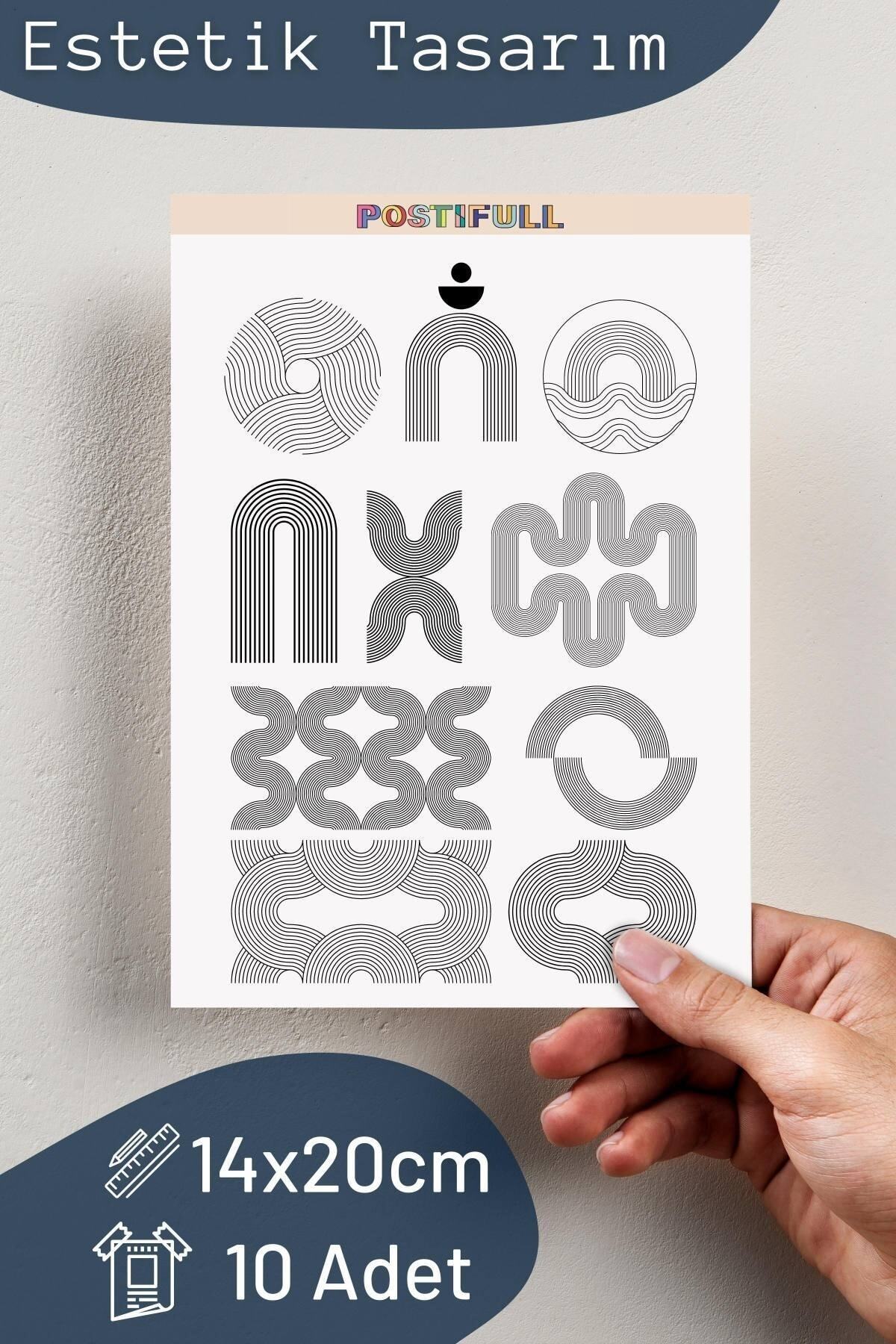 Gemometrik Temalı Sticker Seti - 11 Adet Etiket Seti- Telefon, Tablet, Defter Laptop Uyumlu Etiket