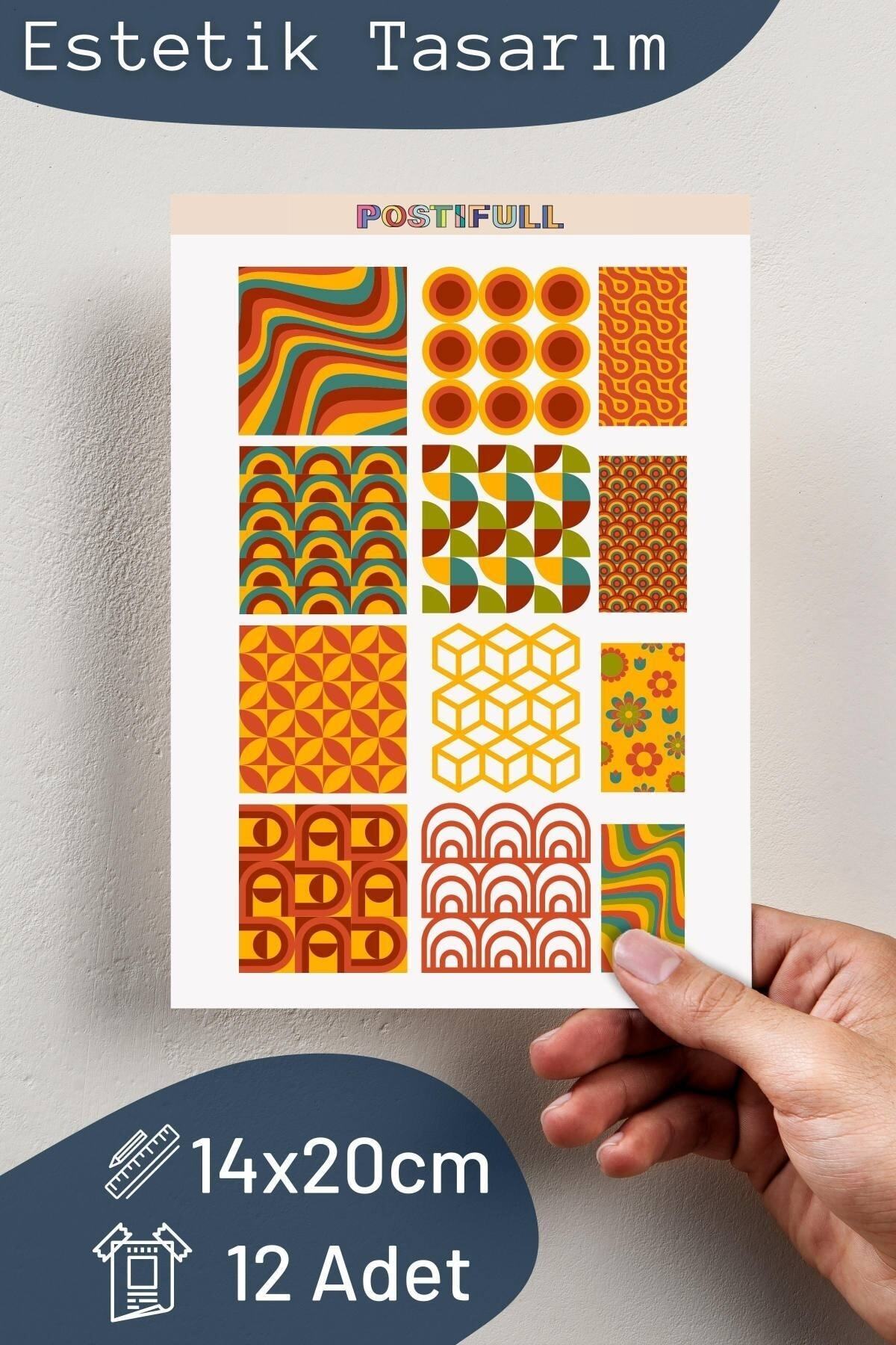 Geometrik Temalı Sticker Seti - 11 Adet Etiket Seti- Telefon, Tablet, Defter Laptop Uyumlu Etiket