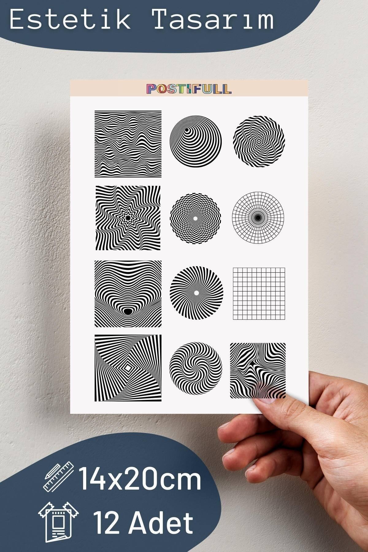 Geometrik Temalı Sticker Seti - 11 Adet Etiket Seti- Telefon, Tablet, Defter Laptop Uyumlu Etiket