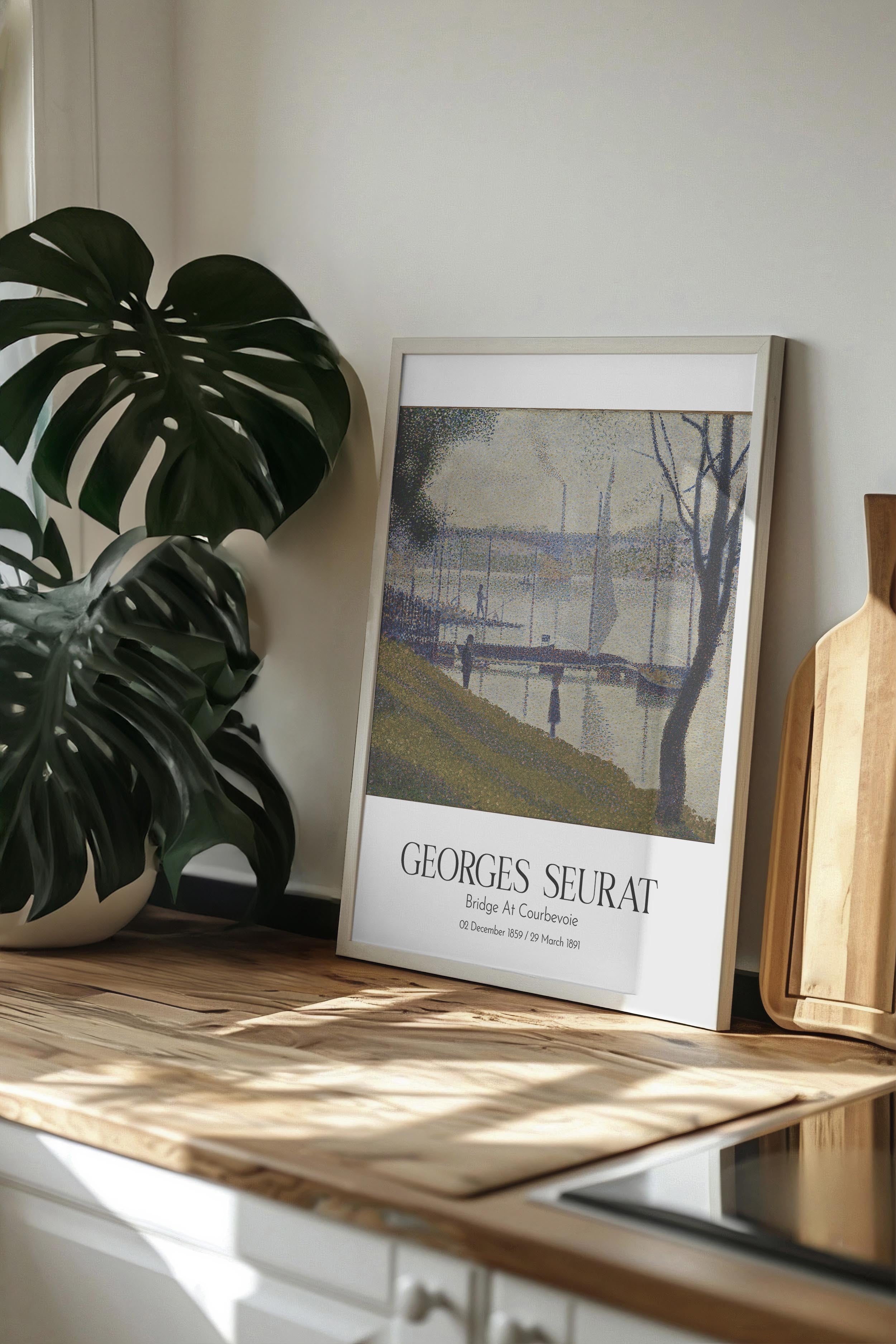 Georges Seurat - Bridge At Courbevoie, Beyaz Çerçeveli Tablo, Sanat Serisi NO:111904