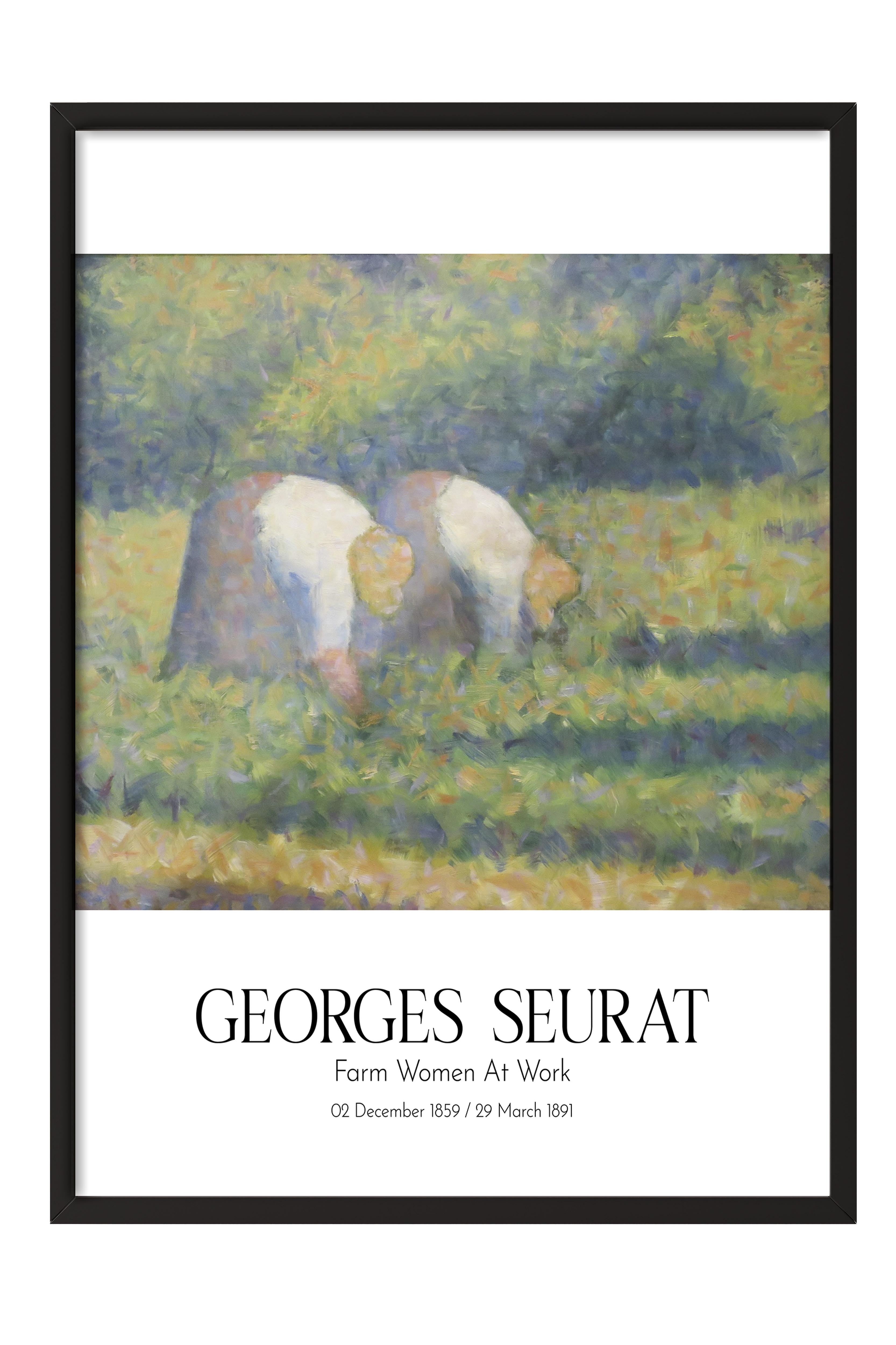 Georges Seurat - Farm Women At Work, Siyah Çerçeveli Tablo, Sanat Serisi NO:111906