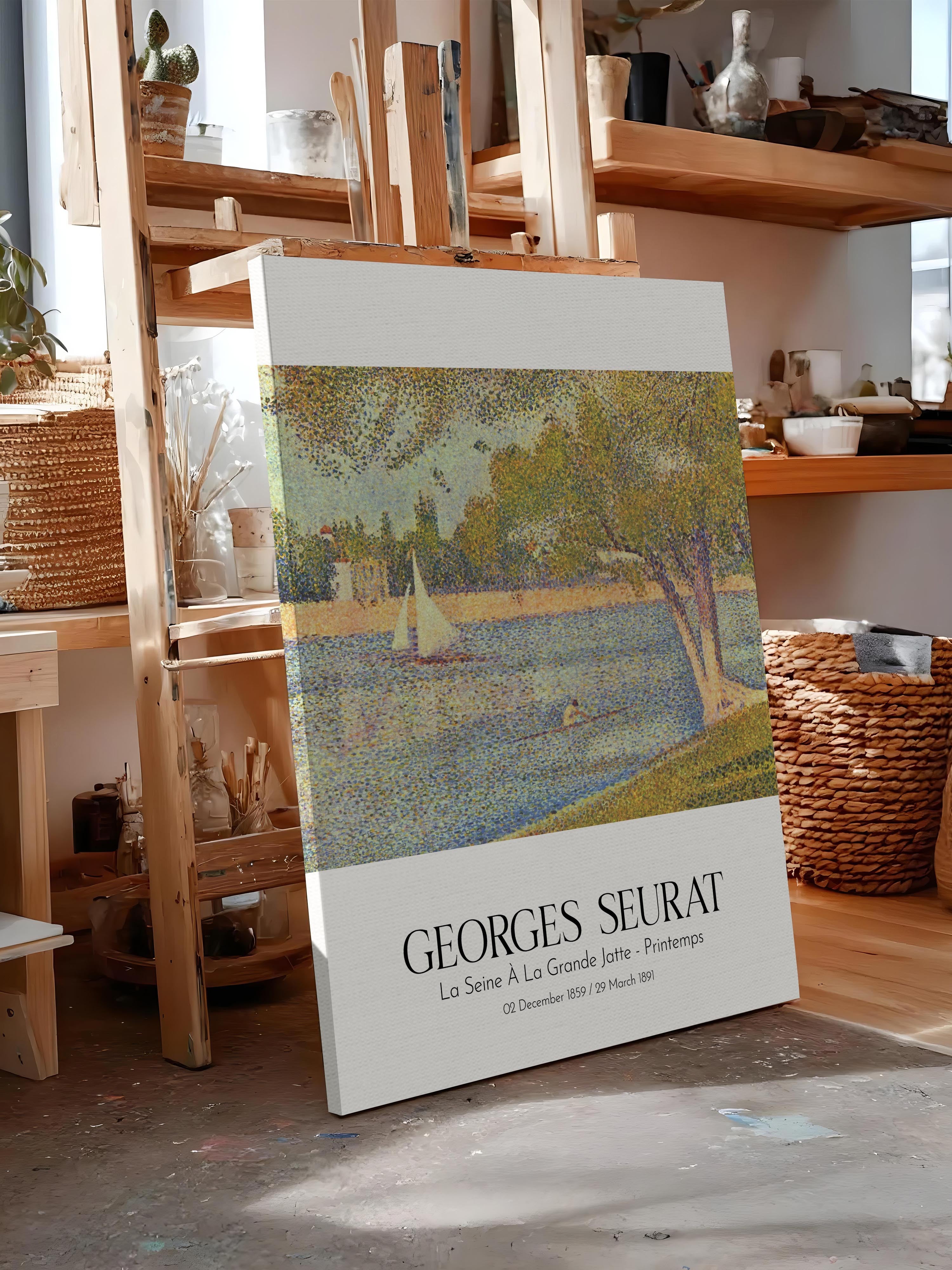 Georges Seurat - La Seine À La Grande Jatte - Printemps, Kanvas Tablo, Sanat Serisi NO:111908