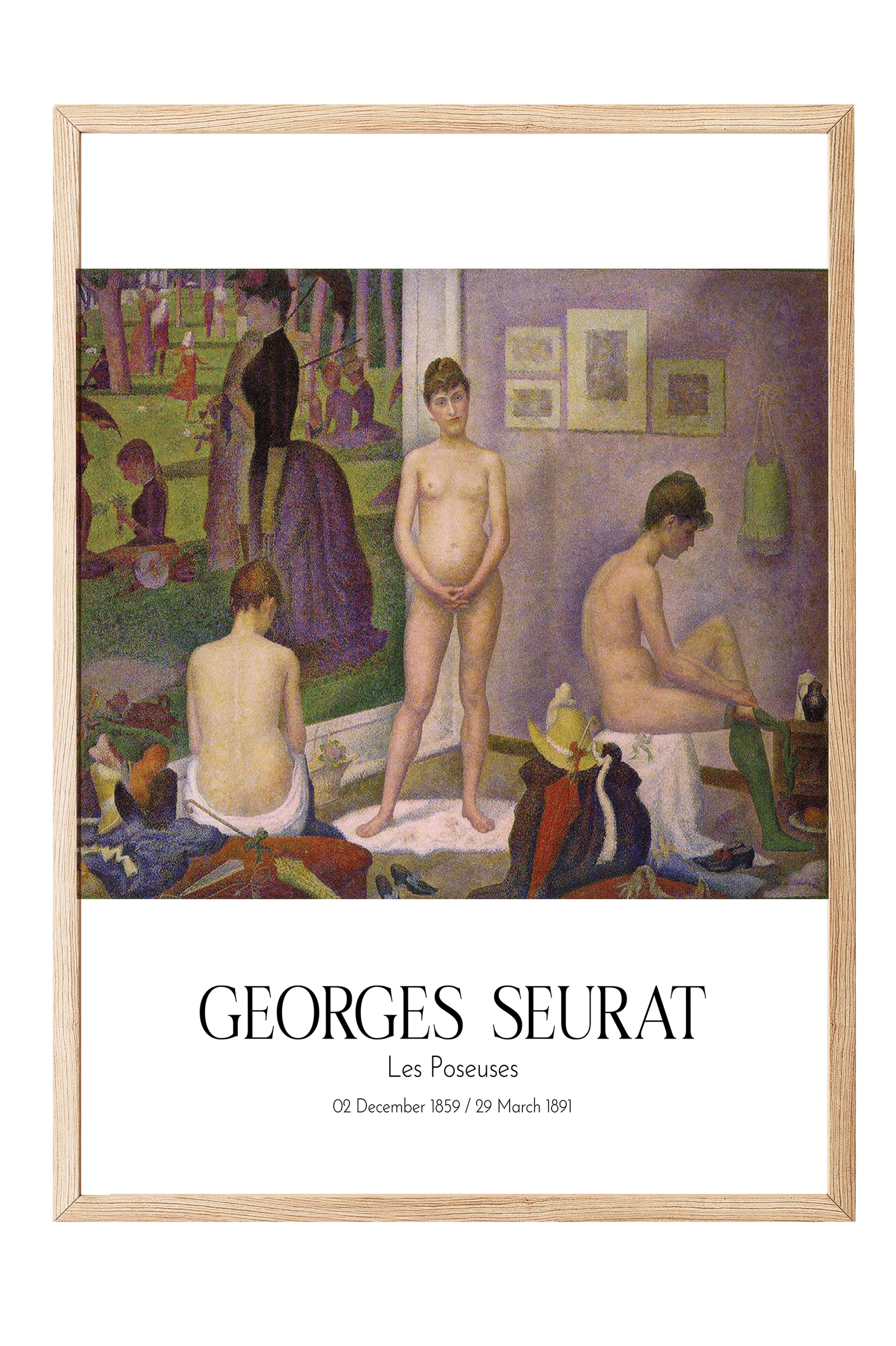 Georges Seurat - Les Poseuses, Ahşap Çerçeveli Tablo, Sanat Serisi NO:111910