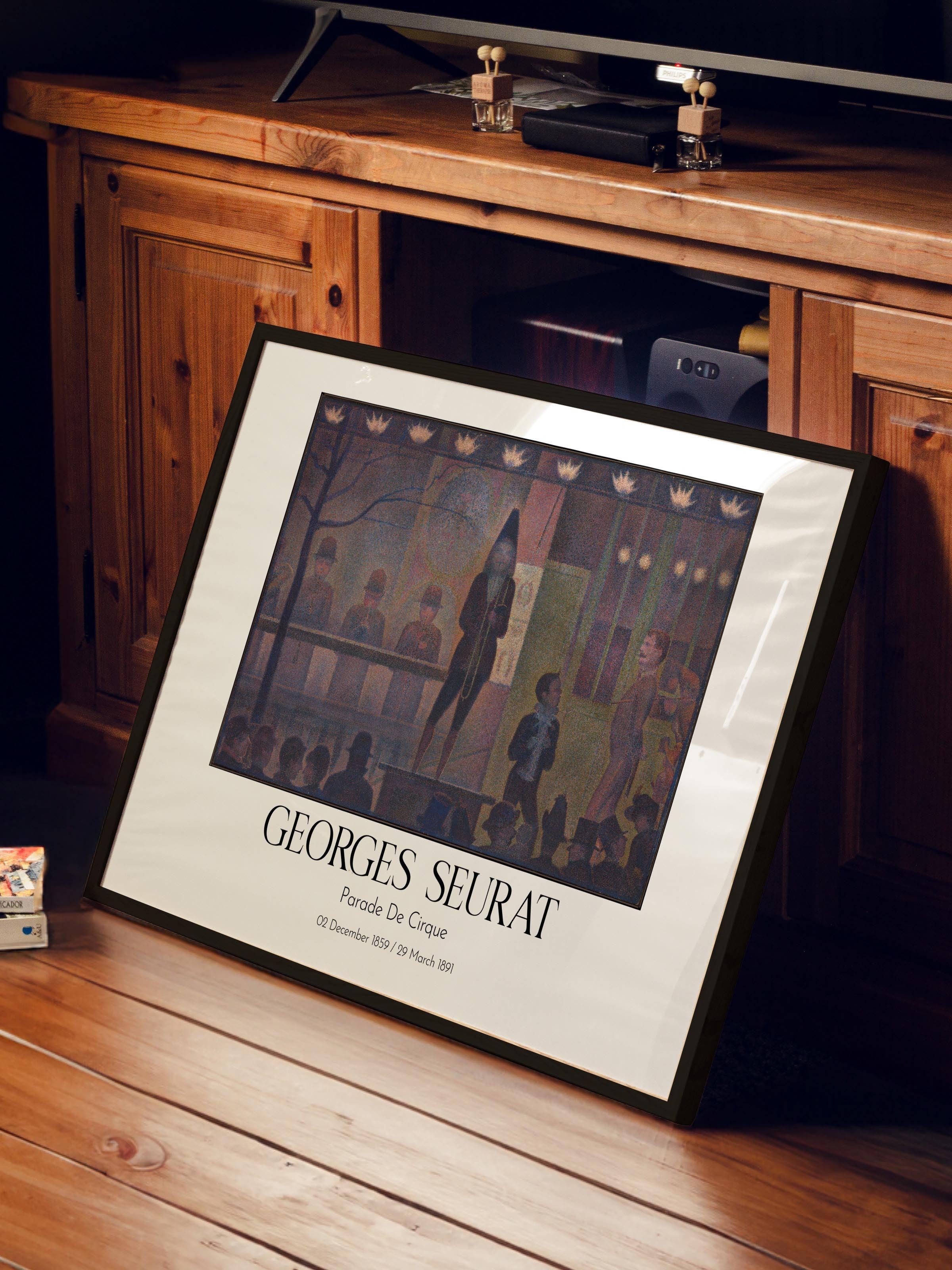 Georges Seurat - Parade De Cirque, Siyah Çerçeveli Tablo, Sanat Serisi NO:111932