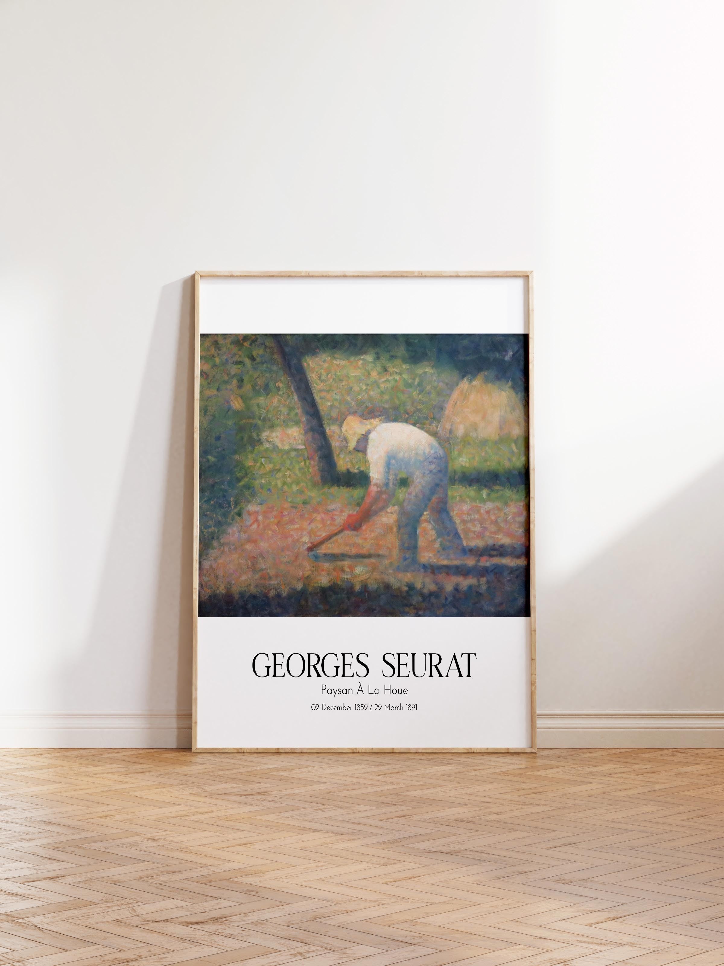 Georges Seurat - Paysan À La Houe, Ahşap Çerçeveli Tablo, Sanat Serisi NO:111912