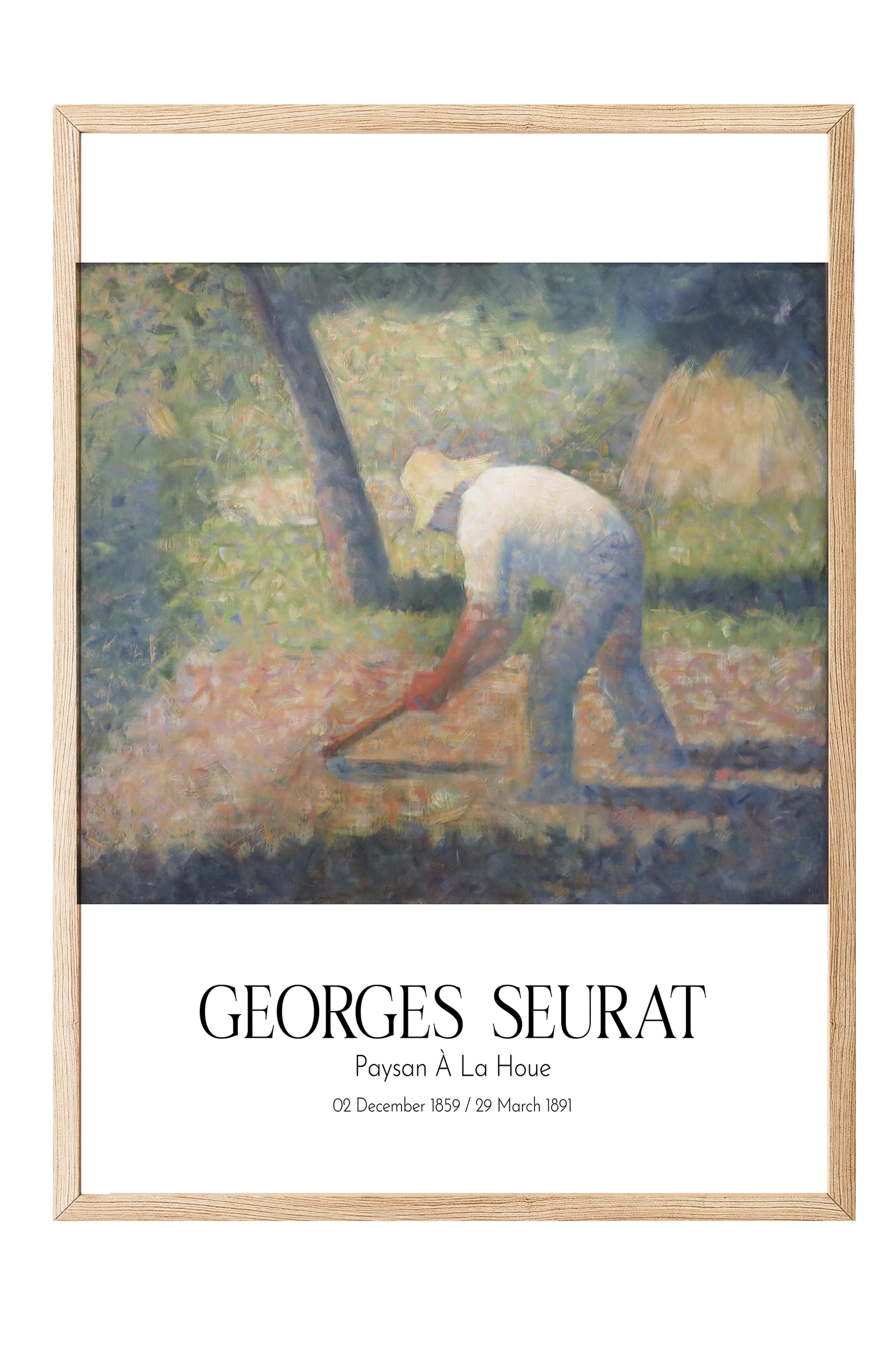 Georges Seurat - Paysan À La Houe, Ahşap Çerçeveli Tablo, Sanat Serisi NO:111912