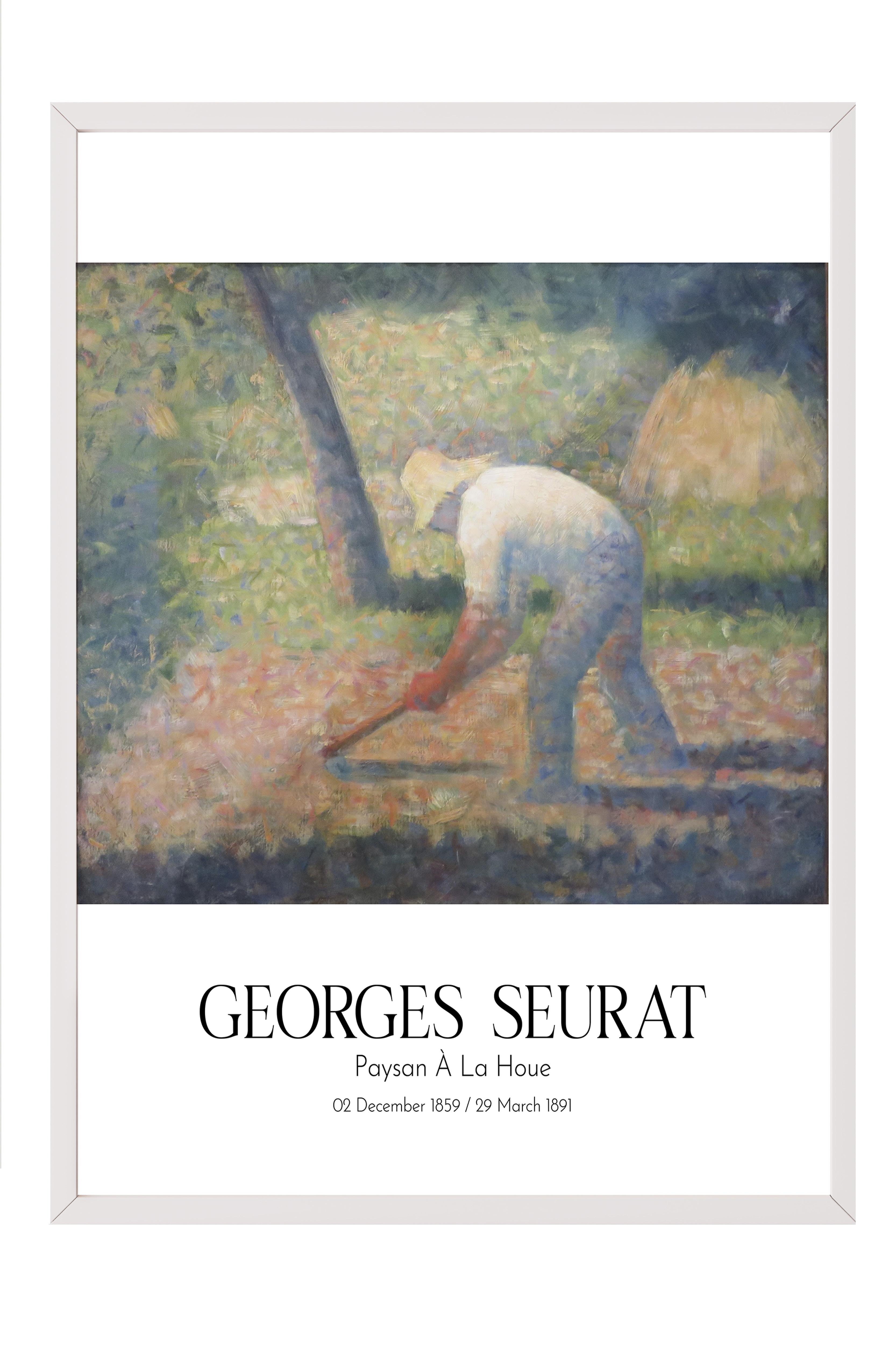Georges Seurat - Paysan À La Houe, Beyaz Çerçeveli Tablo, Sanat Serisi NO:111912