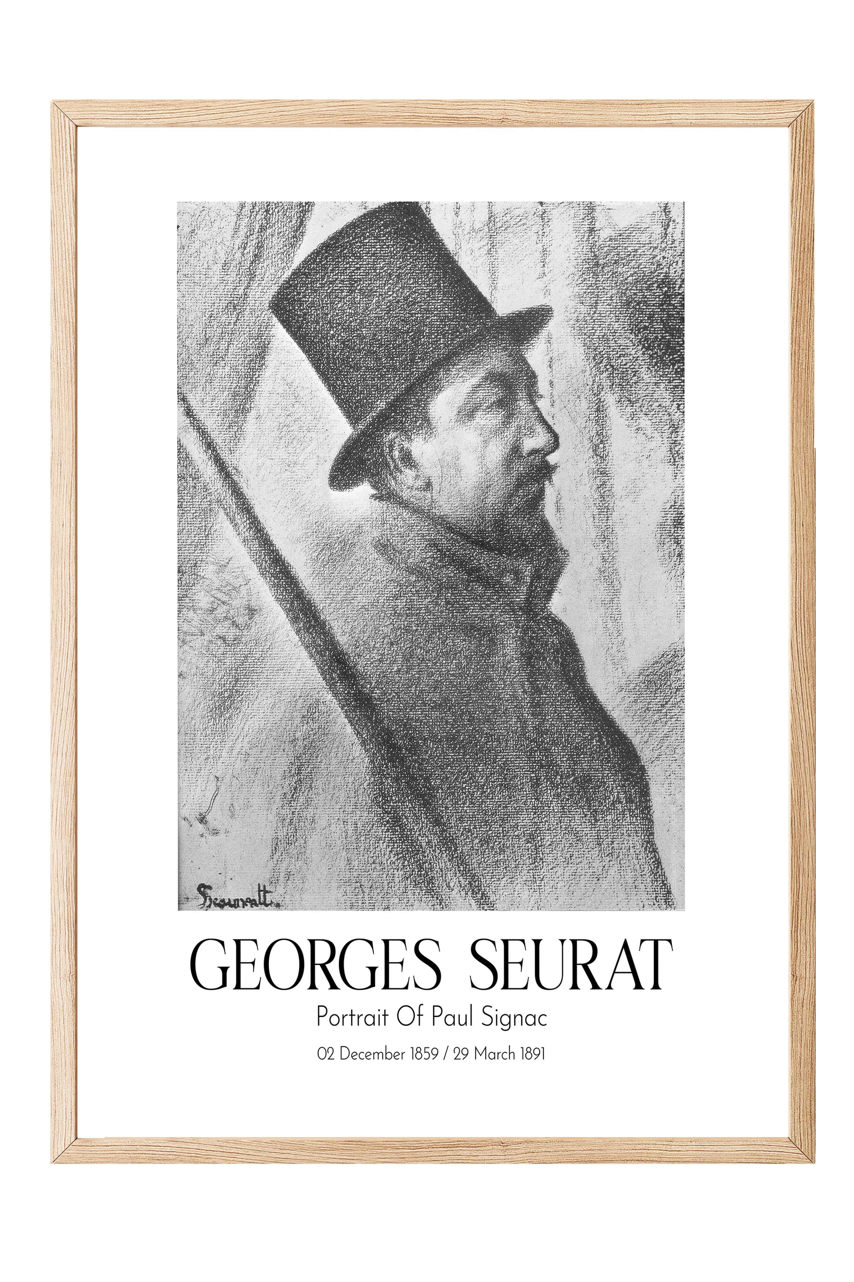 Georges Seurat - Portrait Of Paul Signac, Ahşap Çerçeveli Tablo, Sanat Serisi NO:111913