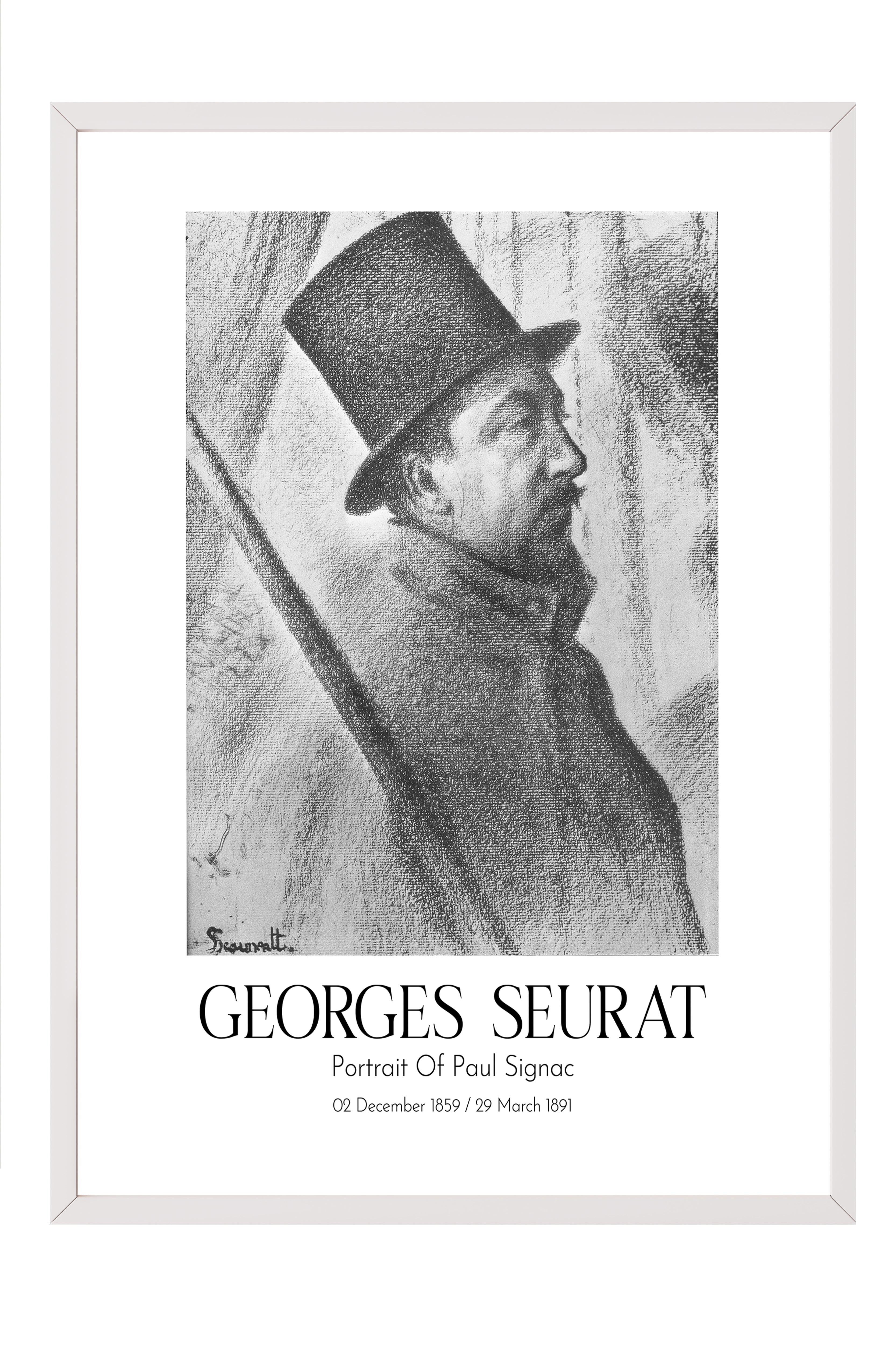 Georges Seurat - Portrait Of Paul Signac, Beyaz Çerçeveli Tablo, Sanat Serisi NO:111913