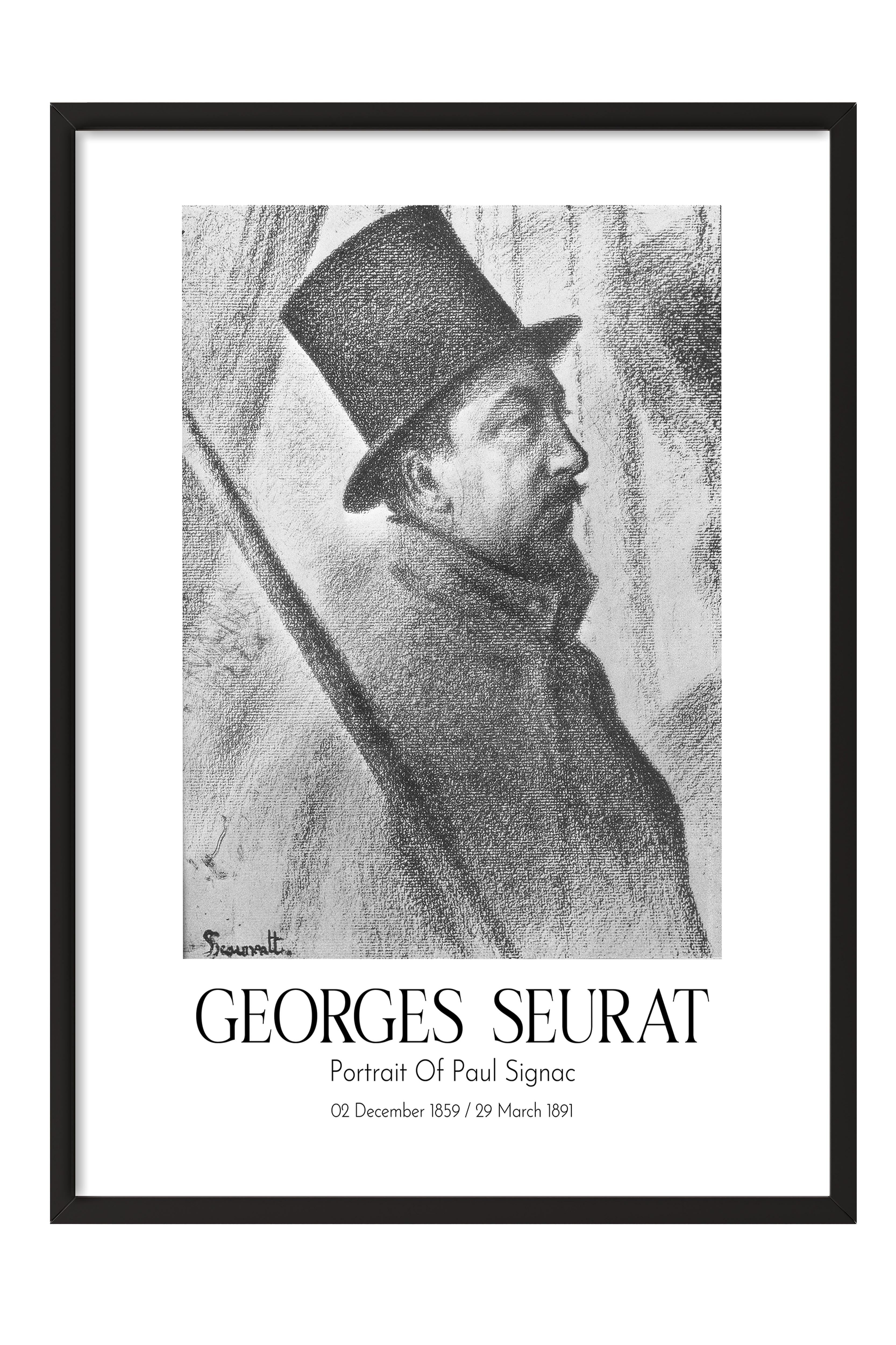 Georges Seurat - Portrait Of Paul Signac, Siyah Çerçeveli Tablo, Sanat Serisi NO:111913