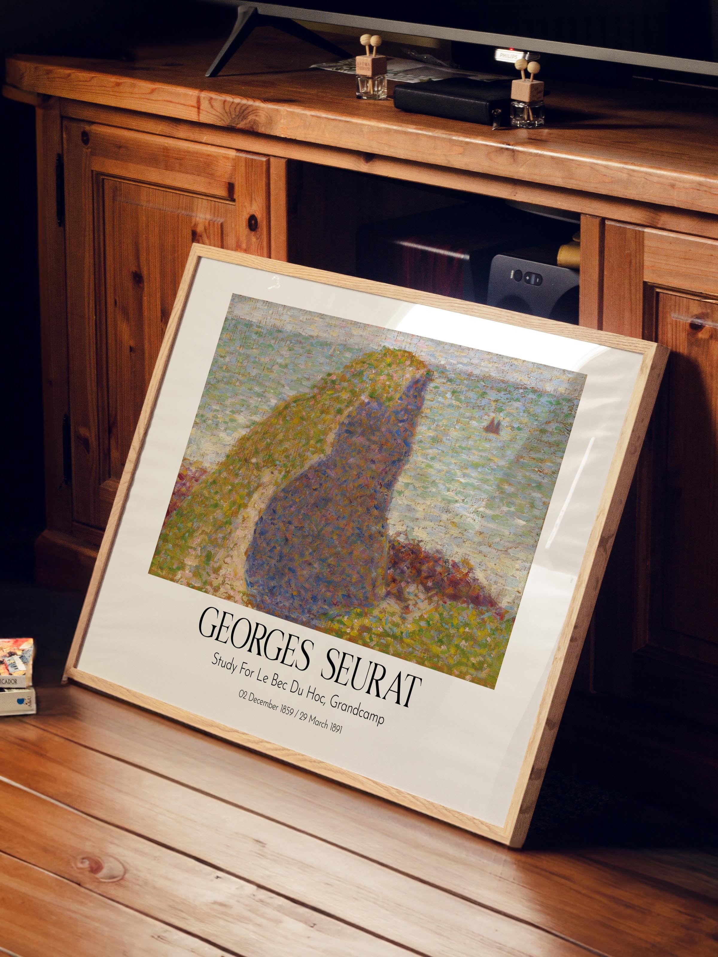 Georges Seurat - Study For Le Bec Du Hoc, Grandcamp, Ahşap Çerçeveli Tablo, Sanat Serisi NO:111934