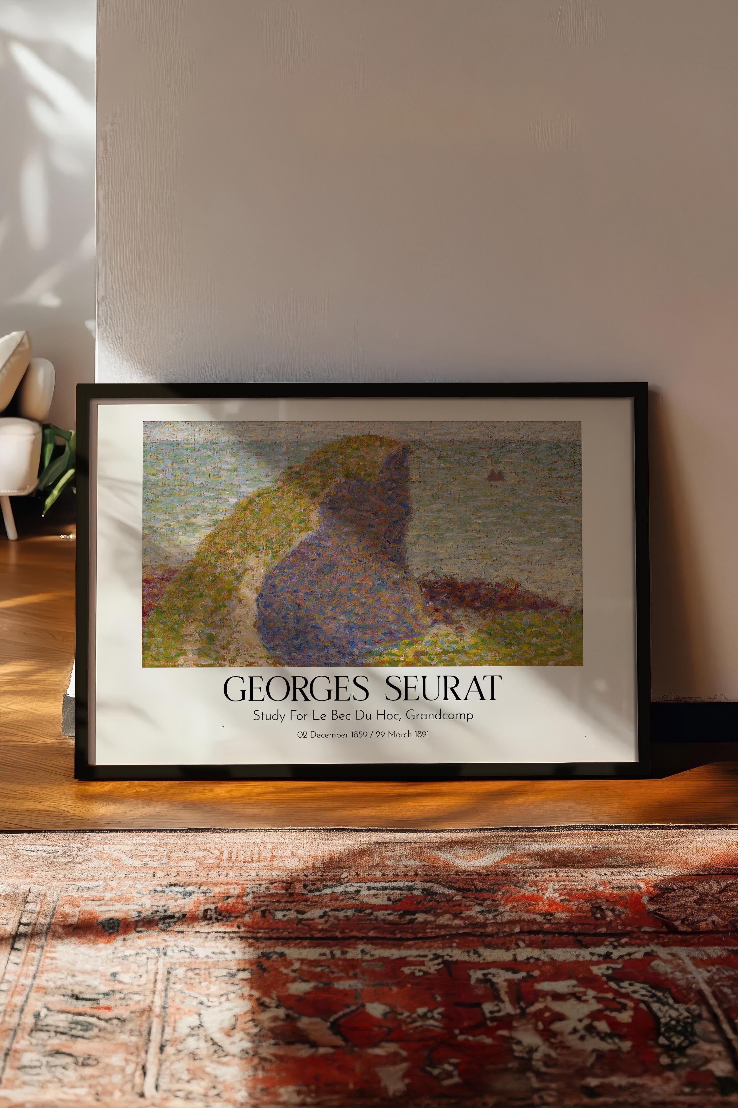Georges Seurat - Study For Le Bec Du Hoc, Grandcamp, Siyah Çerçeveli Tablo, Sanat Serisi NO:111934