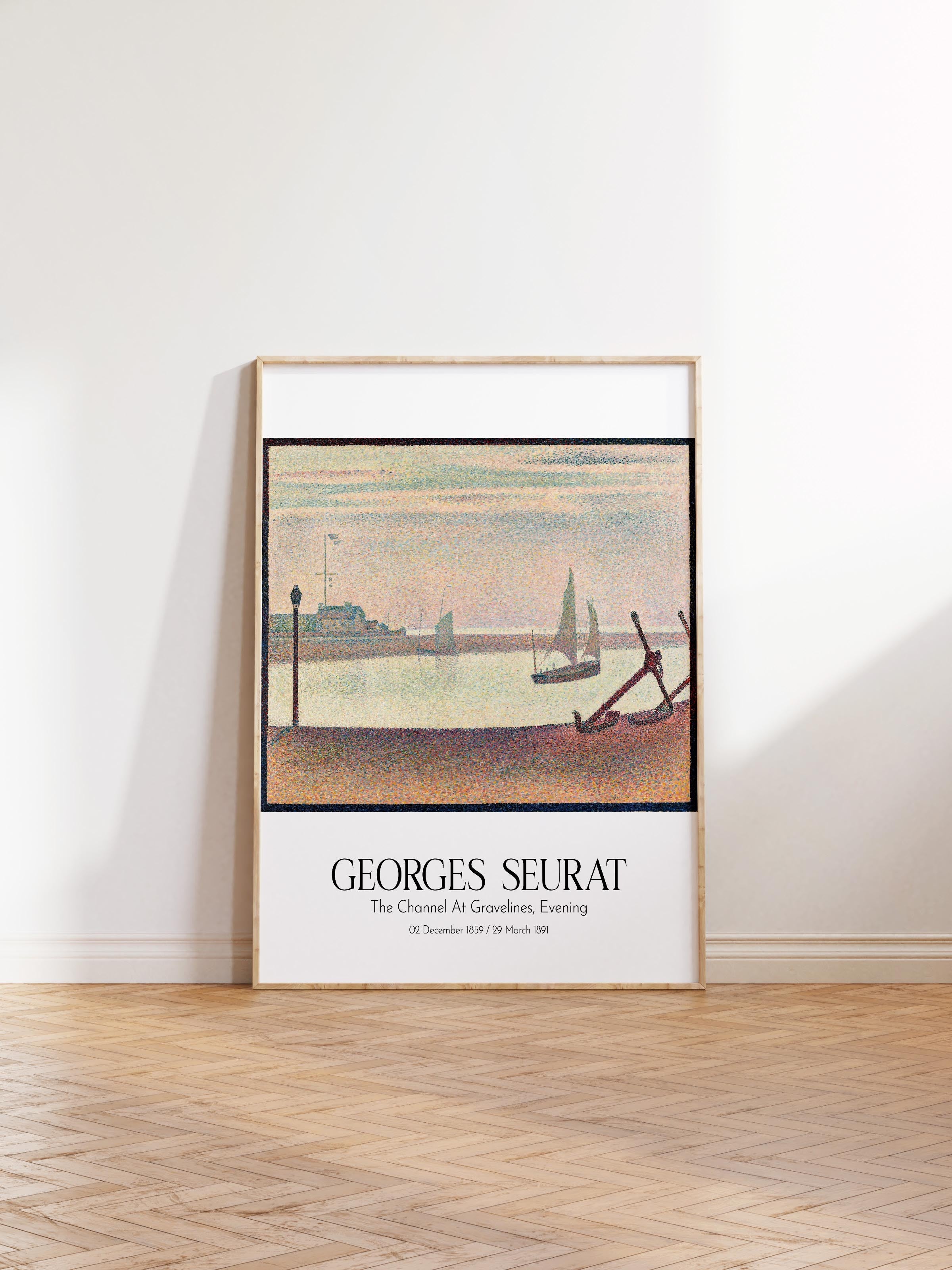 Georges Seurat - The Channel At Gravelines, Evening, Ahşap Çerçeveli Tablo, Sanat Serisi NO:111916