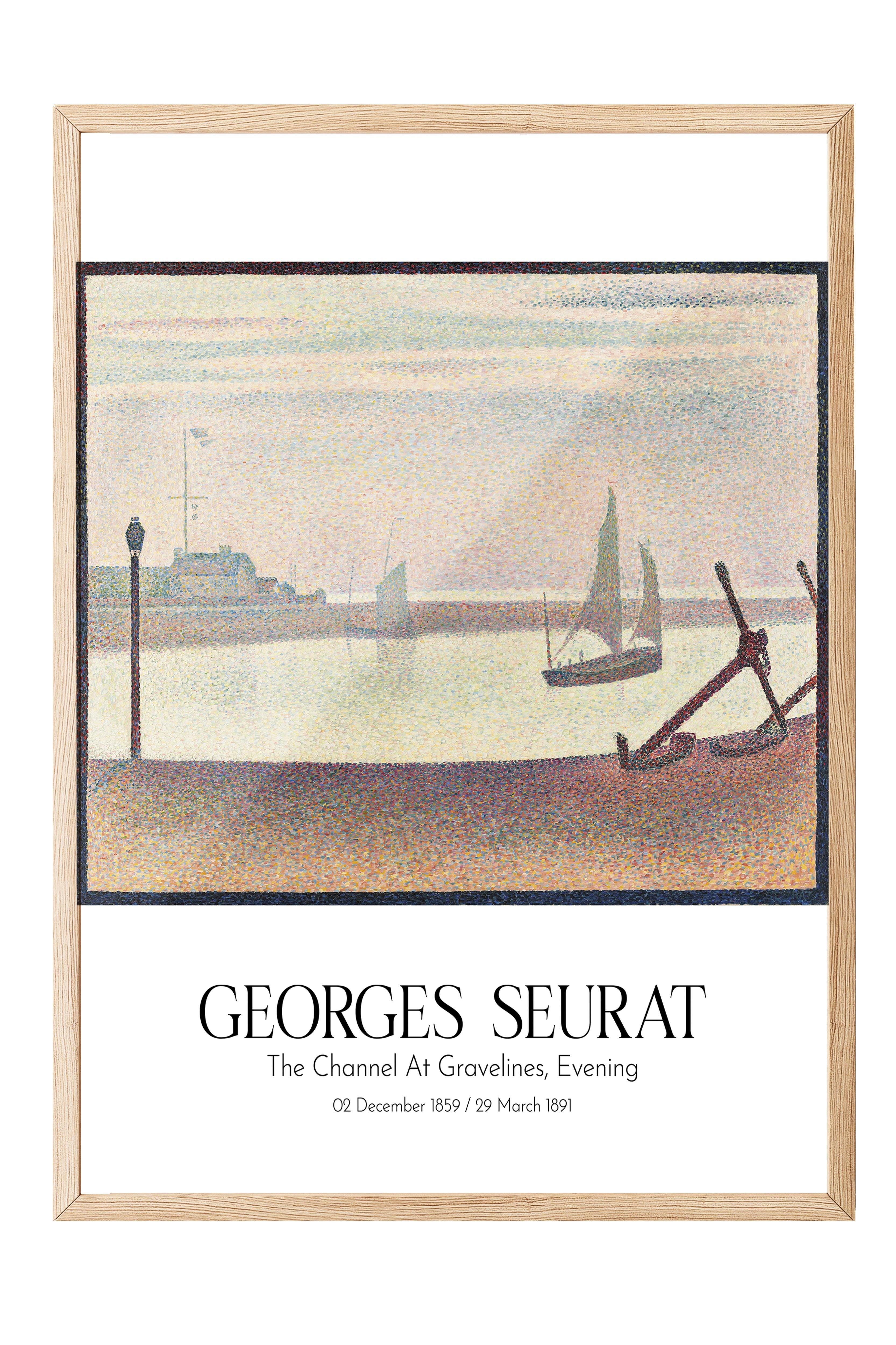 Georges Seurat - The Channel At Gravelines, Evening, Ahşap Çerçeveli Tablo, Sanat Serisi NO:111916