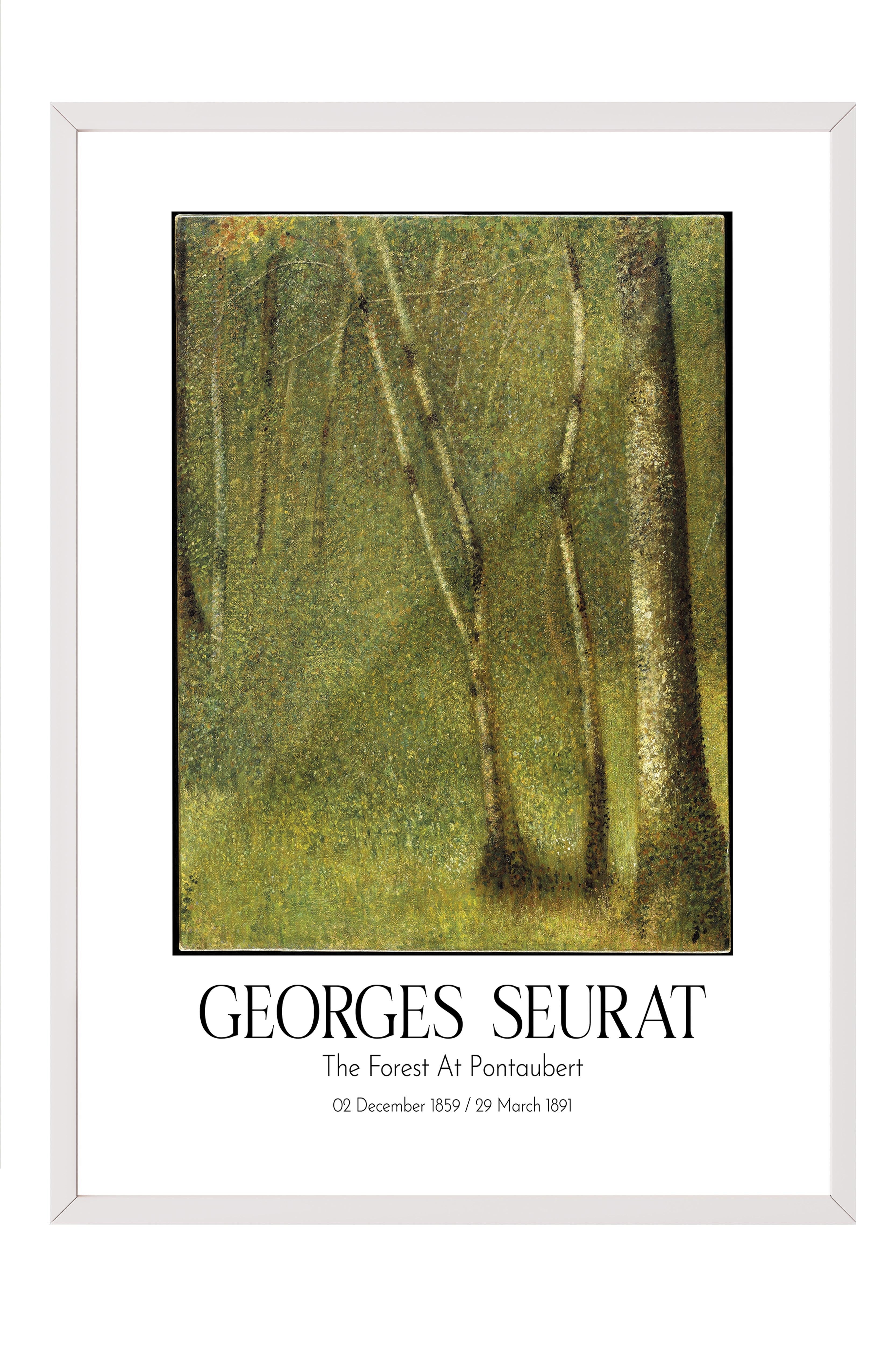 Georges Seurat - The Forest At Pontaubert, Beyaz Çerçeveli Tablo, Sanat Serisi NO:111919