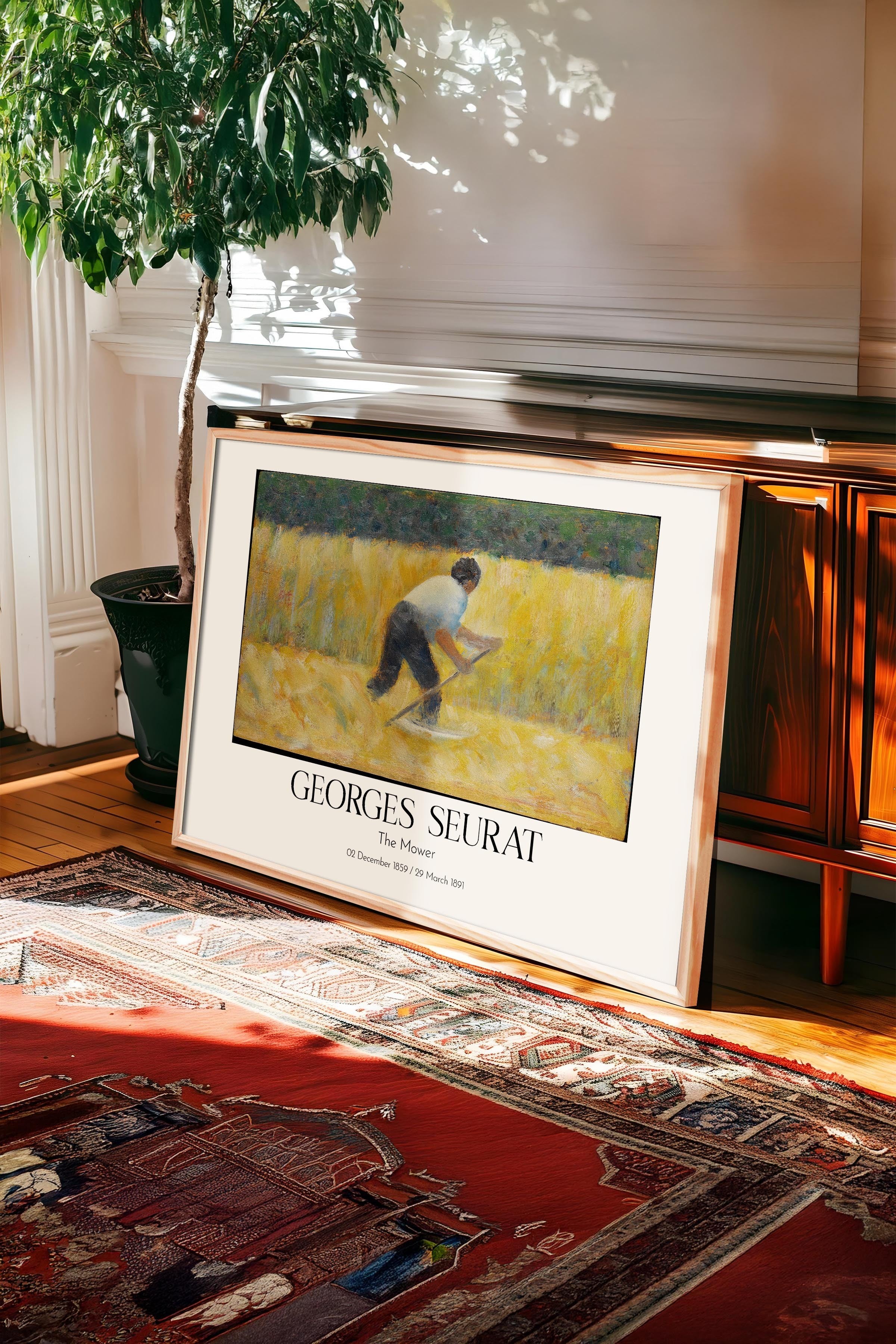 Georges Seurat - The Mower, Ahşap Çerçeveli Tablo, Sanat Serisi NO:111935