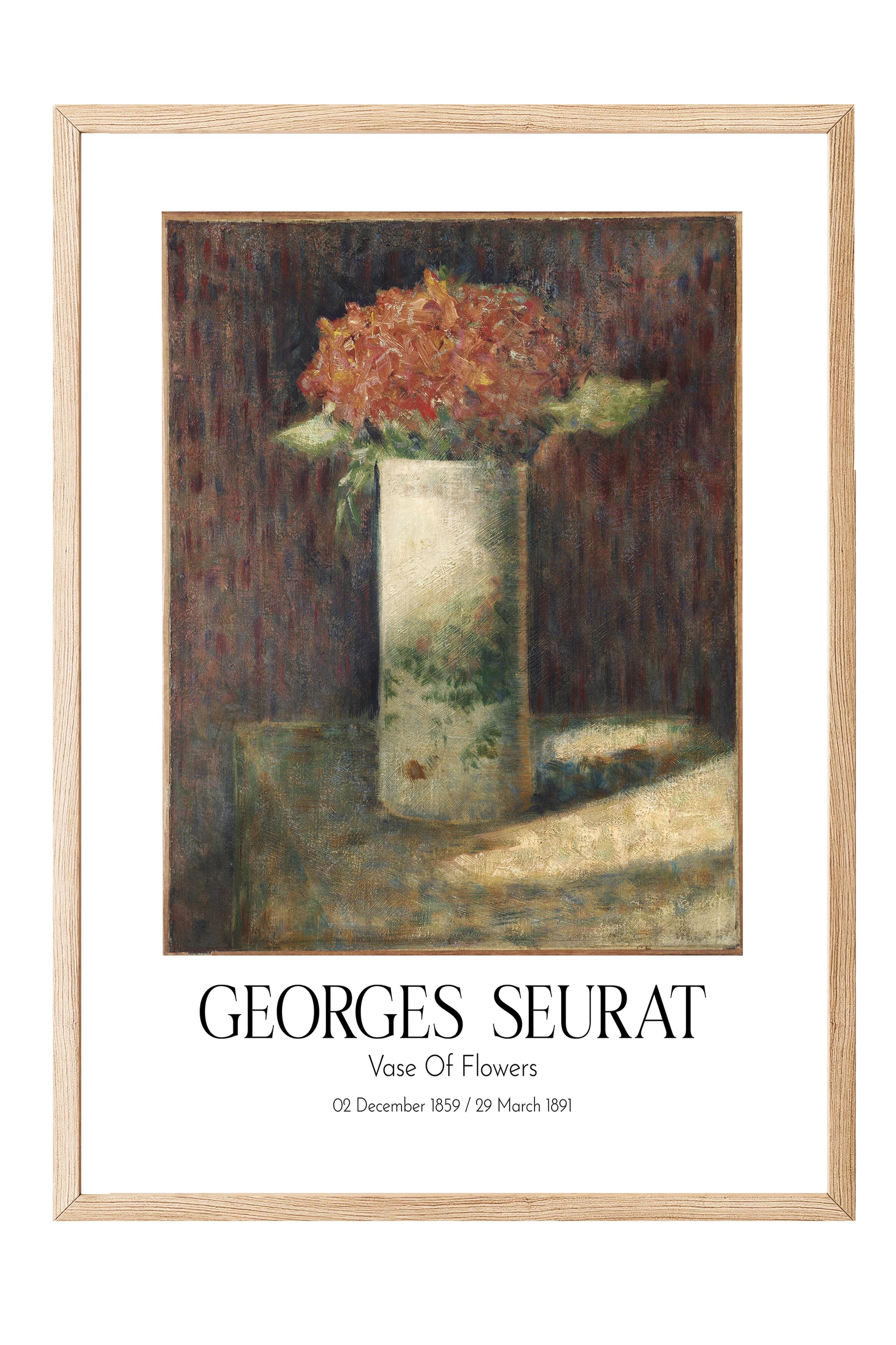 Georges Seurat - Vase Of Flowers, Ahşap Çerçeveli Tablo, Sanat Serisi NO:111921