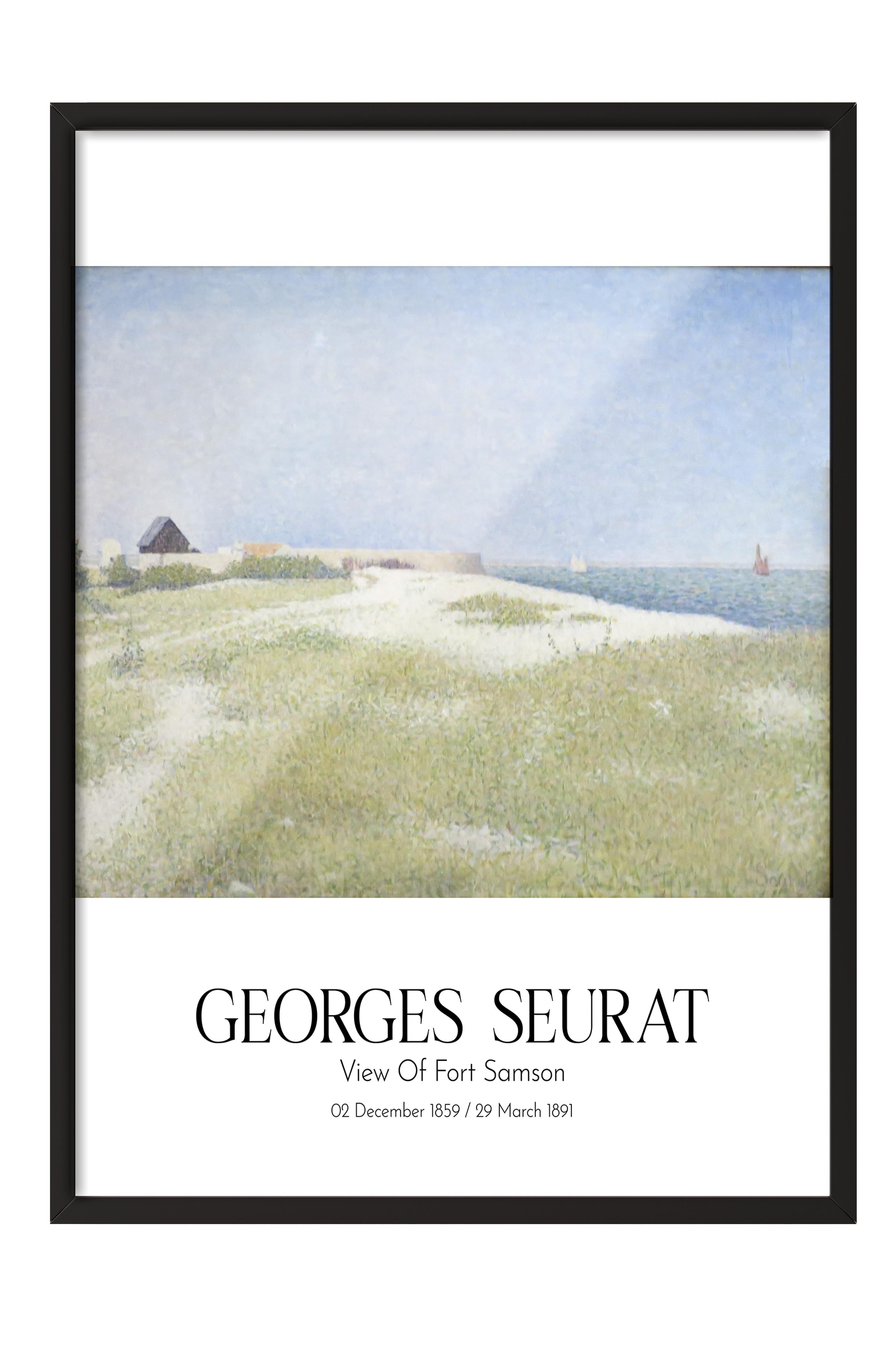 Georges Seurat - View Of Fort Samson, Siyah Çerçeveli Tablo, Sanat Serisi NO:111922