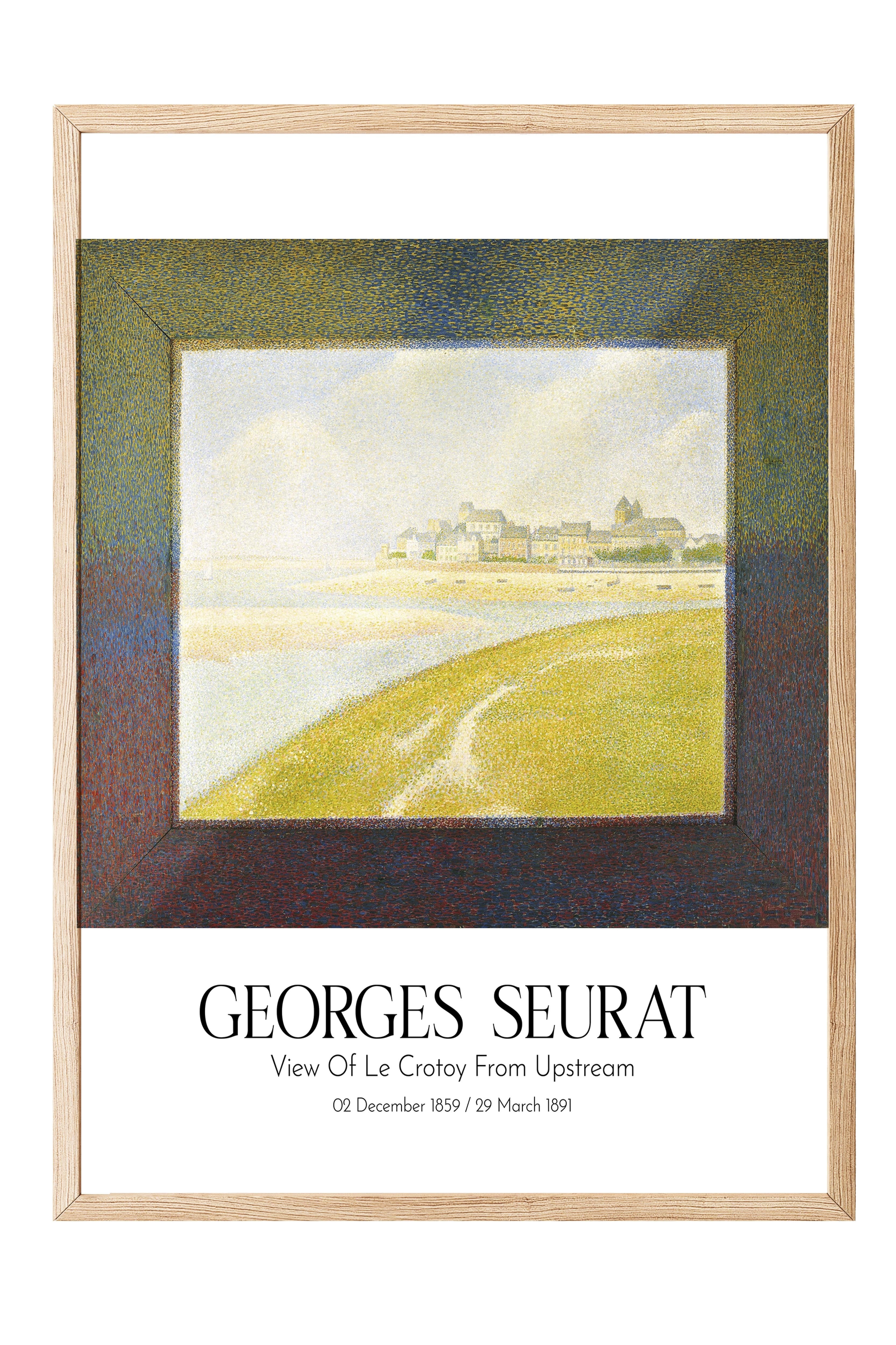 Georges Seurat - View Of Le Crotoy From Upstream, Ahşap Çerçeveli Tablo, Sanat Serisi NO:111923