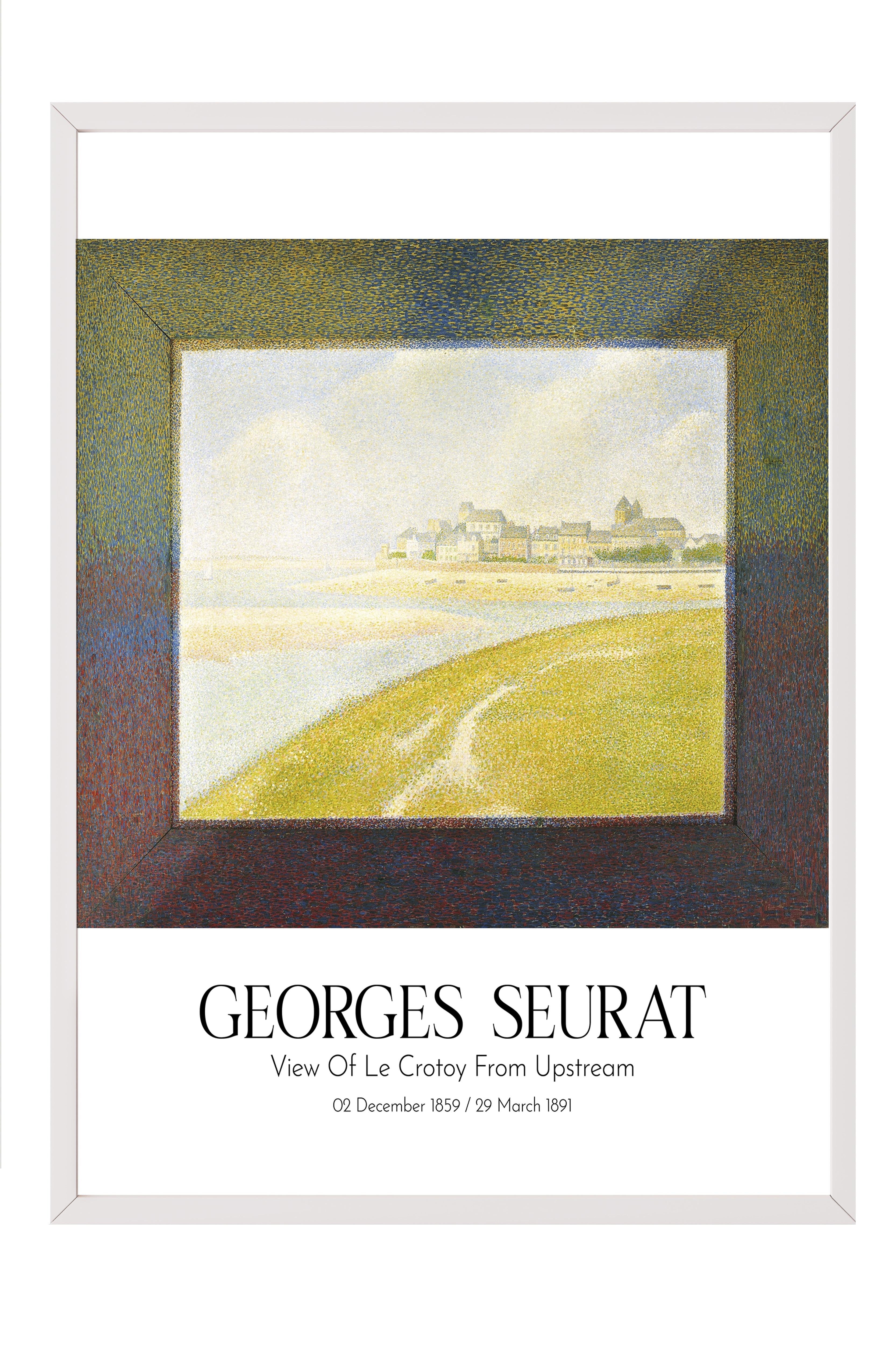 Georges Seurat - View Of Le Crotoy From Upstream, Beyaz Çerçeveli Tablo, Sanat Serisi NO:111923