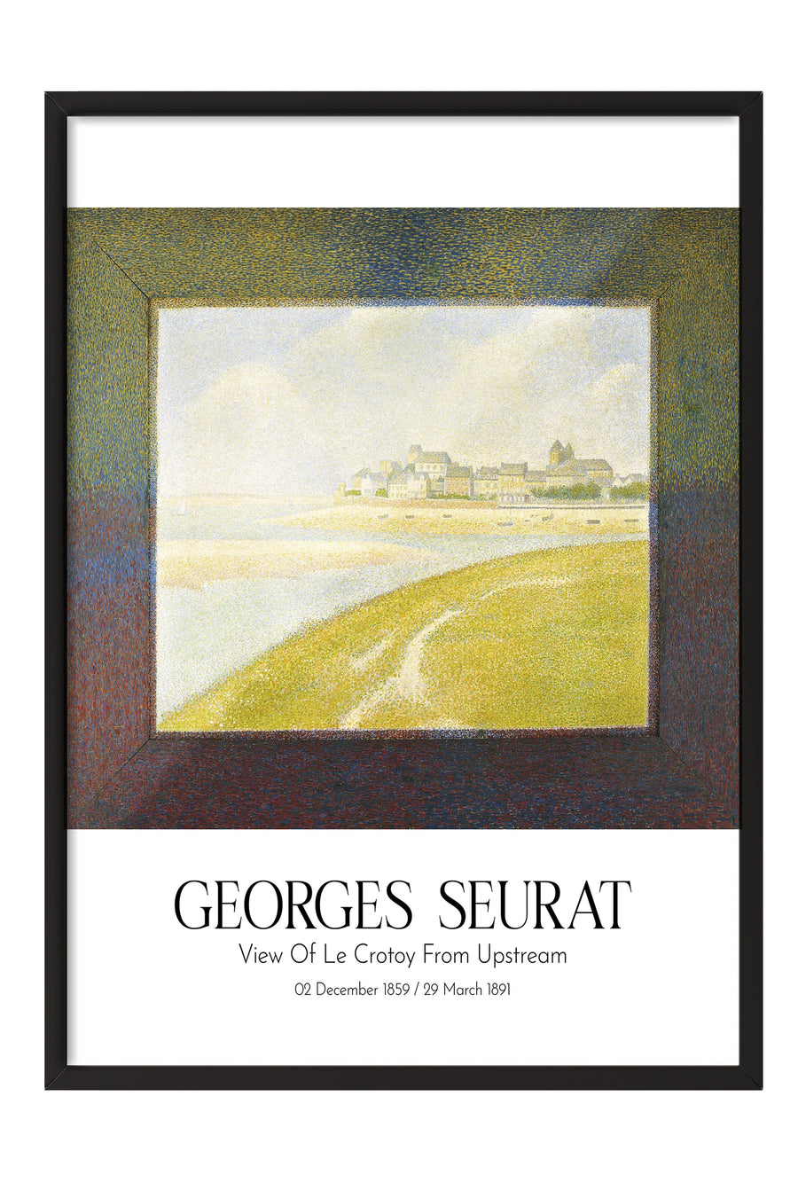 Georges Seurat - View Of Le Crotoy From Upstream, Siyah Çerçeveli Tablo, Sanat Serisi NO:111923