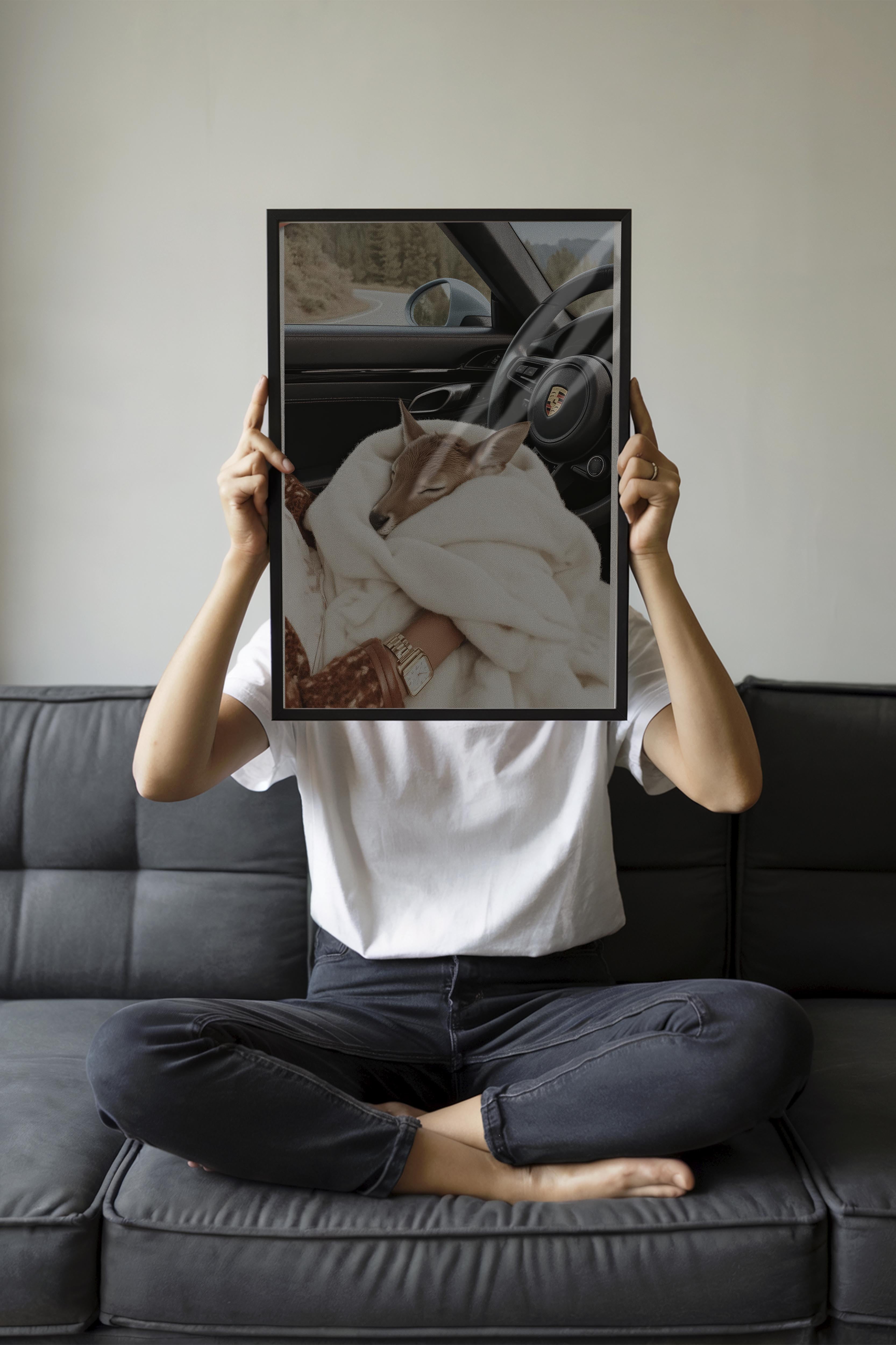 Geyik Yavrusu Posteri, Siyah Çerçeveli Poster, Old Money Serisi, NO:113211