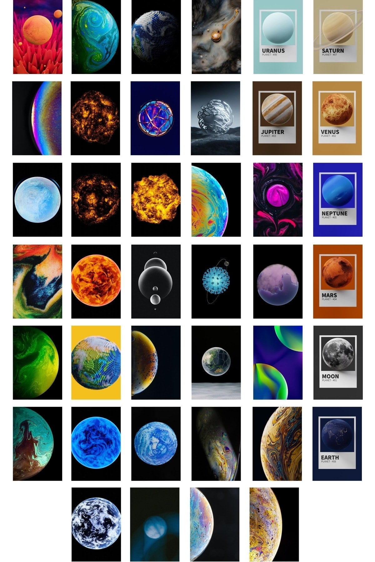 Gezegen Galaksi Kolaj Poster Seti - Kolaj Seti - Stiker Bant Hediyeli - 40 Adet 10*15cm - Kutulu Set