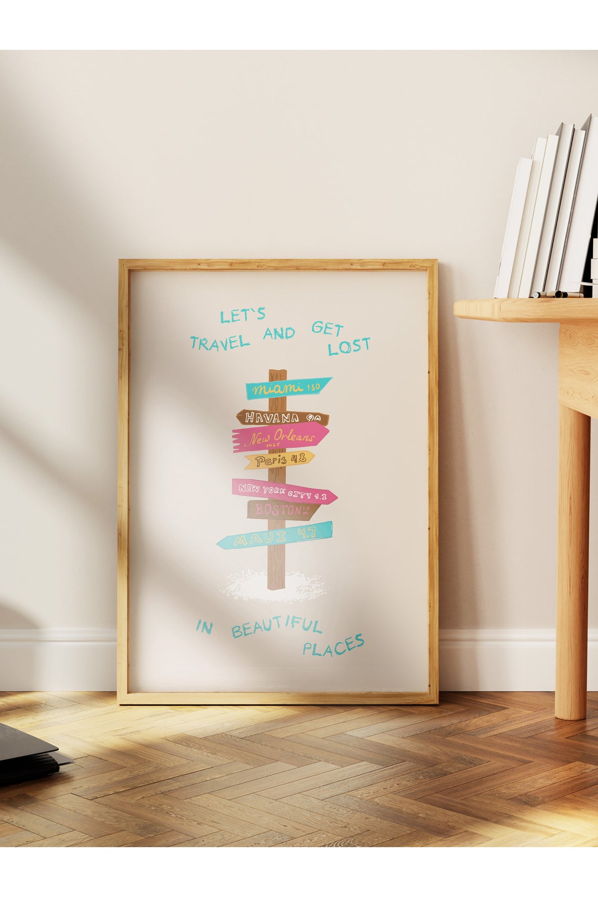 Gezi Çizim Temalı Duvar Posteri, Estetik Çerçevesiz Poster - Yatak Odası, Salon, Mutfak Duvar Dekoru