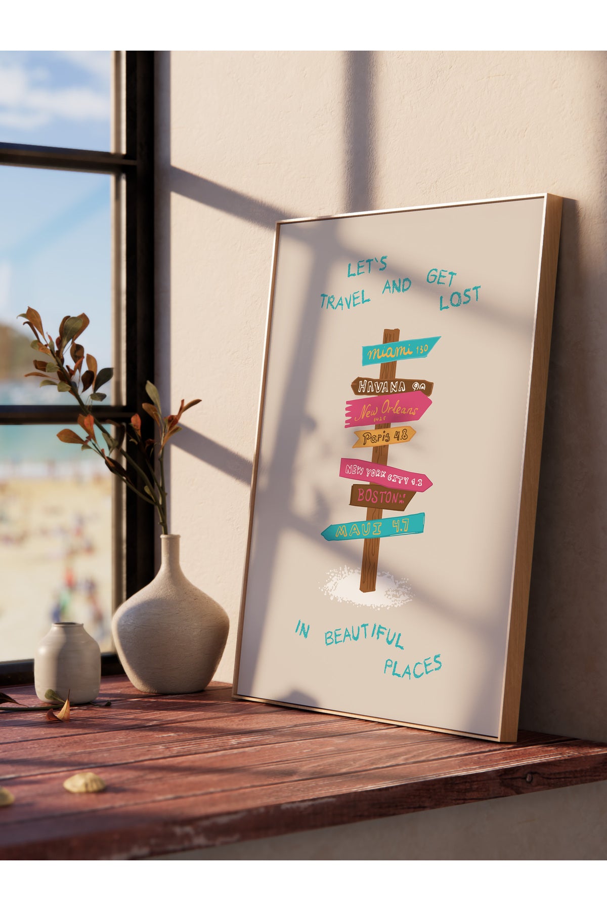 Gezi Çizim Temalı Duvar Posteri, Estetik Çerçevesiz Poster - Yatak Odası, Salon, Mutfak Duvar Dekoru