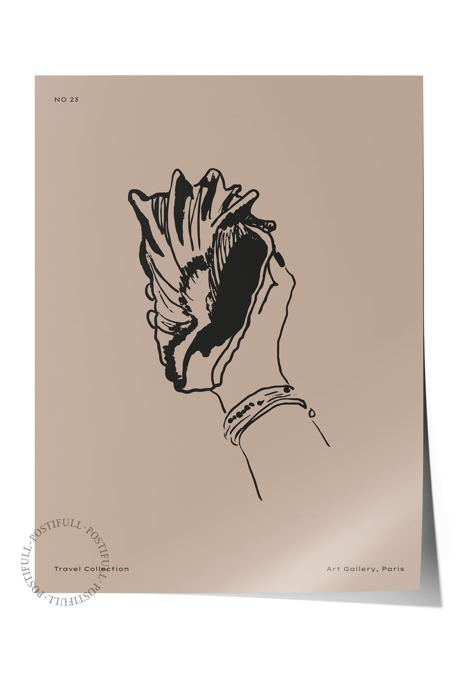 Çizgisel Deniz Kabuğu ve El Minimalist Yaz Çerçevesiz Poster
