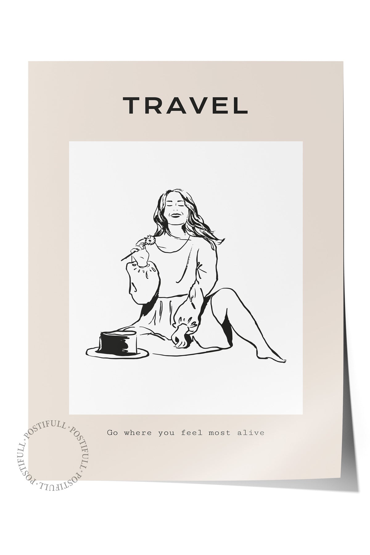 Gezi Çizim Temalı Duvar Posteri, Estetik Çerçevesiz Poster - Yatak Odası, Salon, Mutfak Duvar Dekoru