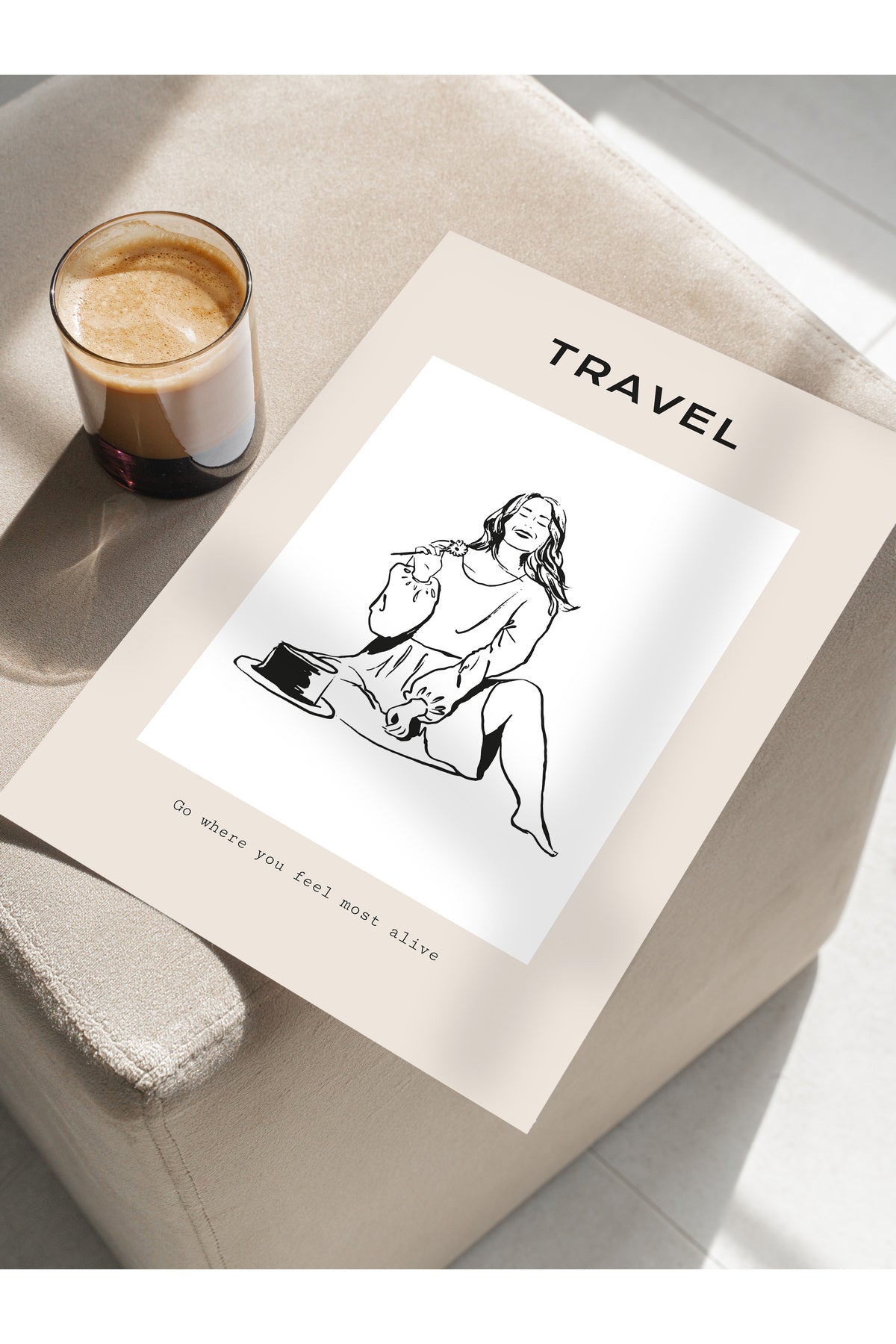 Gezi Çizim Temalı Duvar Posteri, Estetik Çerçevesiz Poster - Yatak Odası, Salon, Mutfak Duvar Dekoru