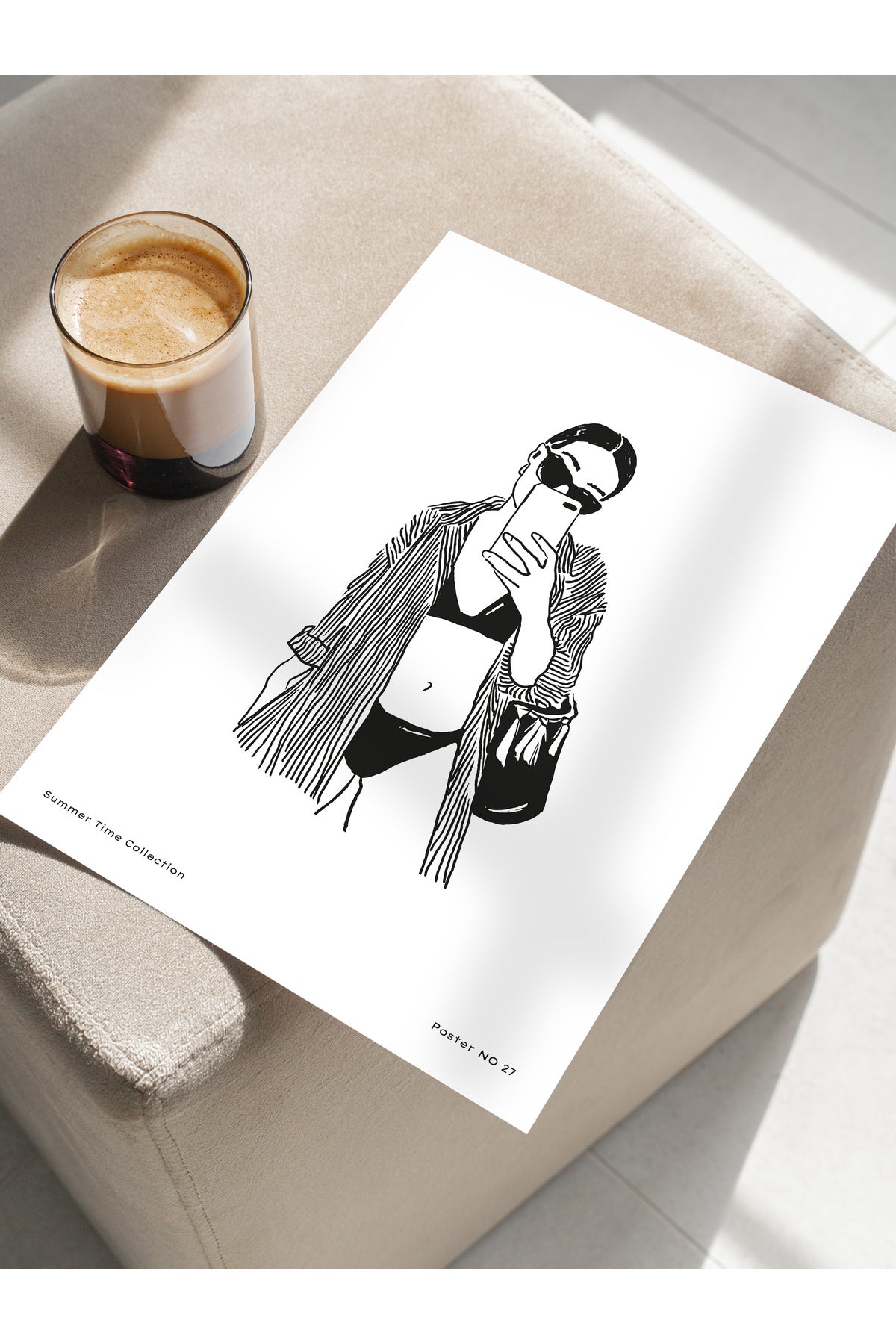 Gezi Çizim Temalı Duvar Posteri, Estetik Çerçevesiz Poster - Yatak Odası, Salon, Mutfak Duvar Dekoru