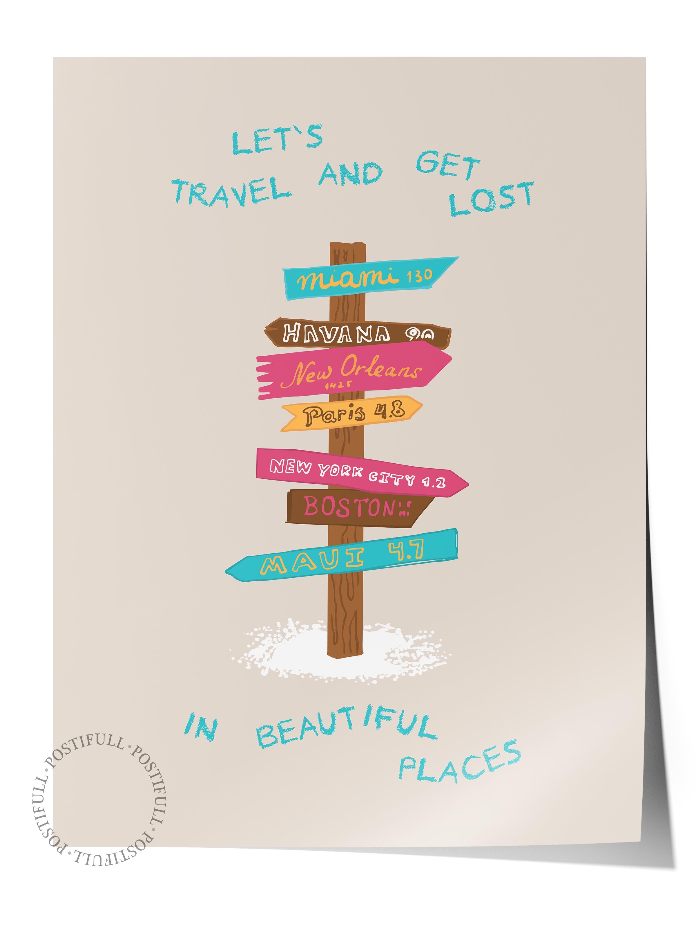 Gezi Çizim Temalı Duvar Posteri, Estetik Çerçevesiz Poster - Yatak Odası, Salon, Mutfak Duvar Dekoru