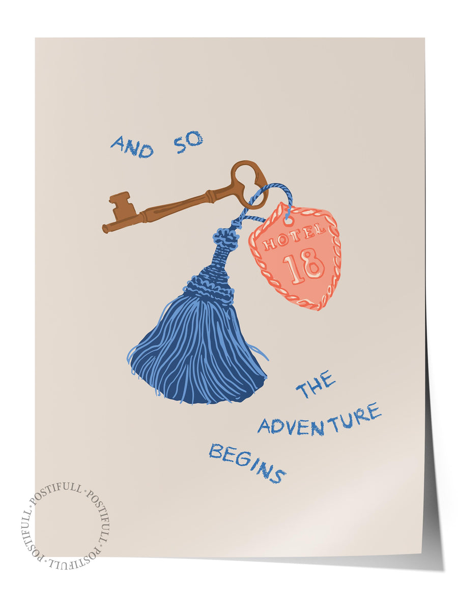 AND SO THE ADVENTURE BEGINS Minimalist Yaz Çerçevesiz Poster