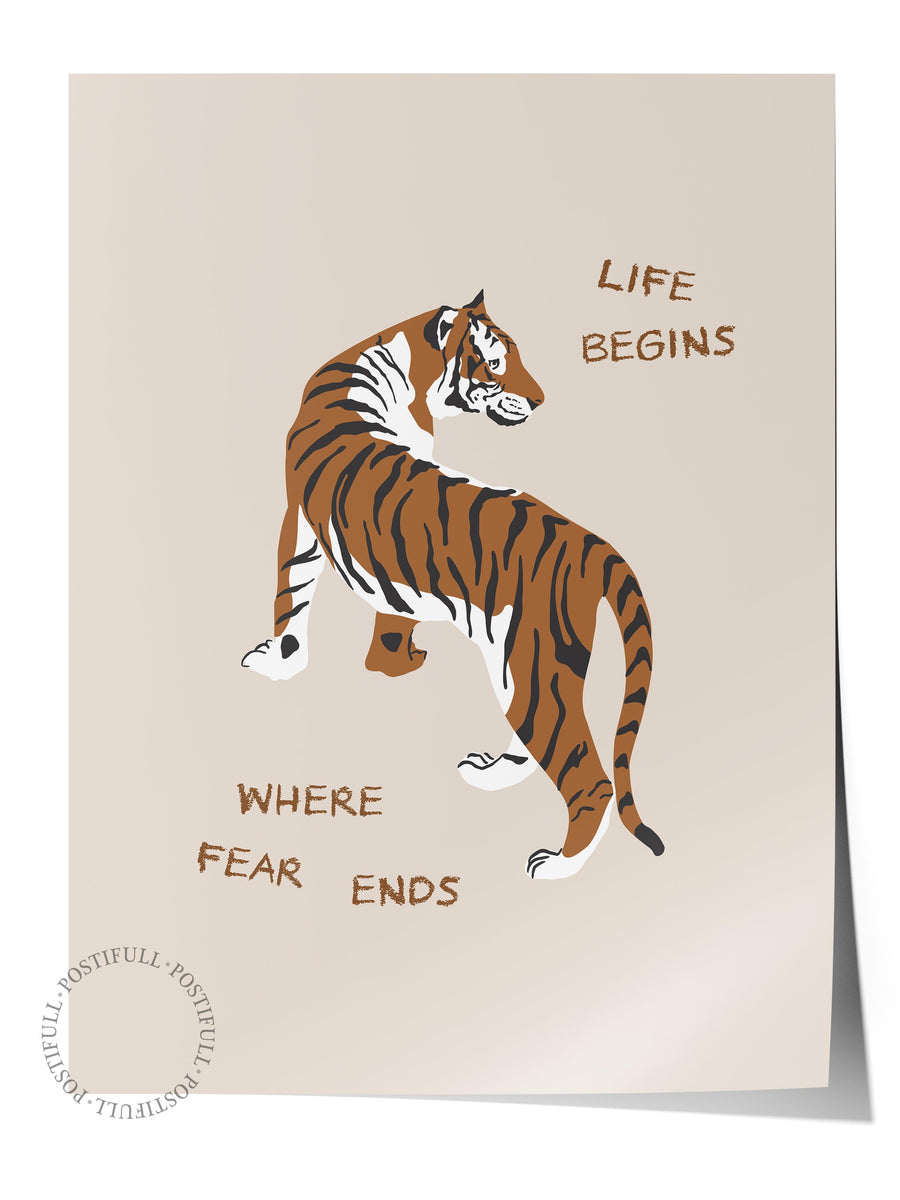Life Begins Where Fear Ends Minimalist Yaz Çerçevesiz Poster
