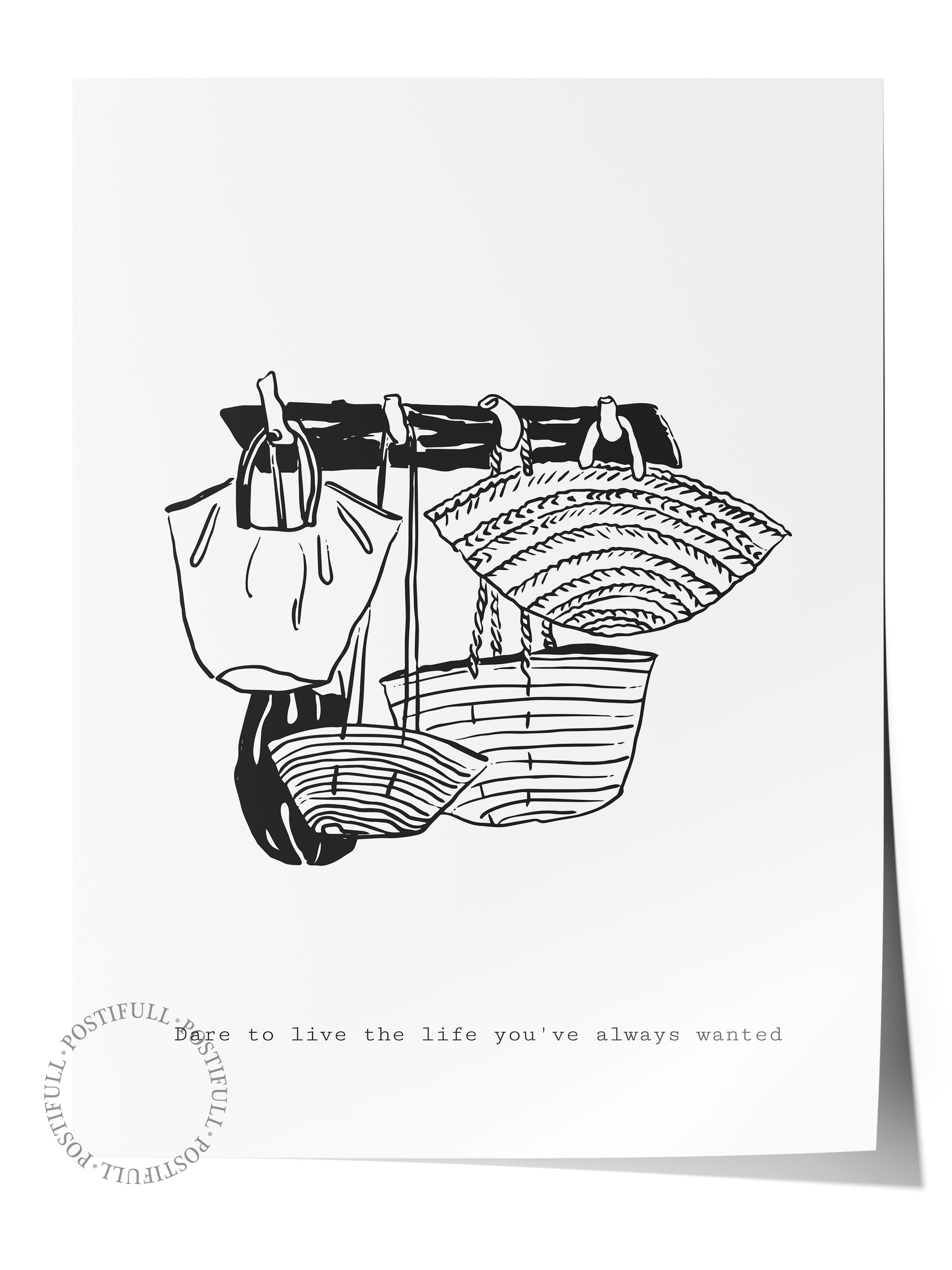 Gezi Çizim Temalı Duvar Posteri, Estetik Çerçevesiz Poster - Yatak Odası, Salon, Mutfak Duvar Dekoru