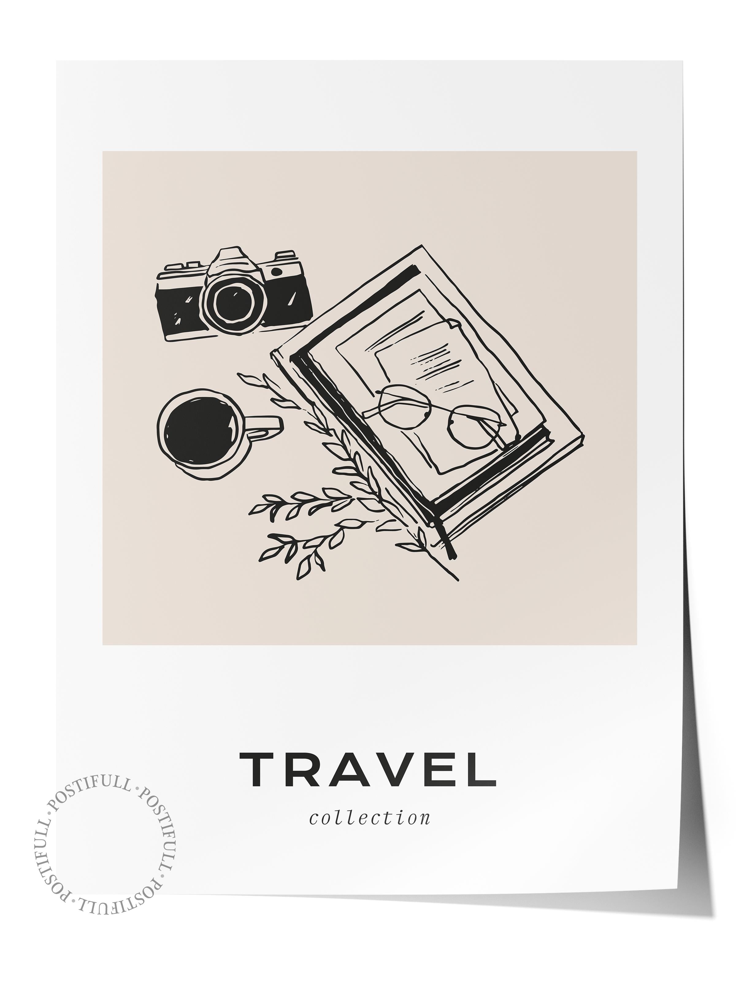 Gezi Çizim Temalı Duvar Posteri, Estetik Çerçevesiz Poster - Yatak Odası, Salon, Mutfak Duvar Dekoru