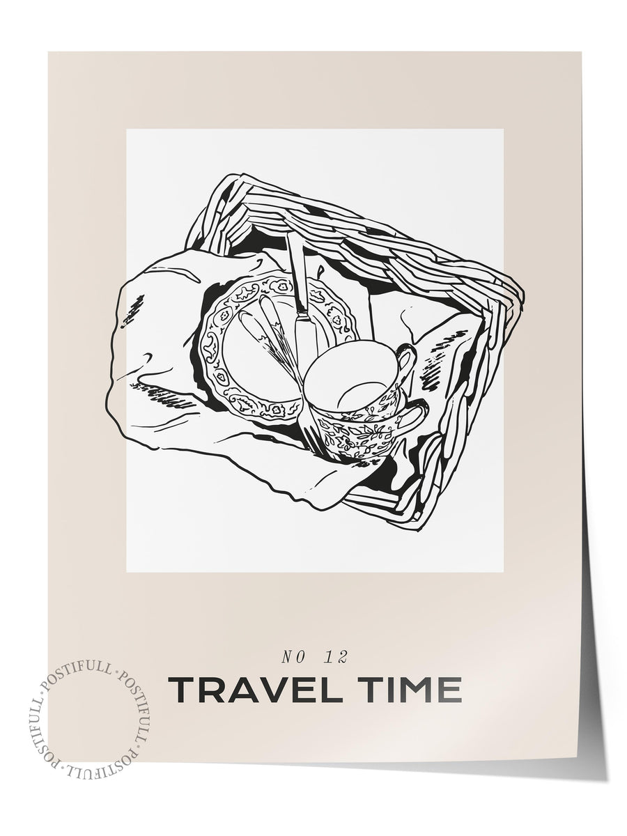 Farklı Tonlarda TRAVEL TIME Minimalist Yaz Çerçevesiz Poster