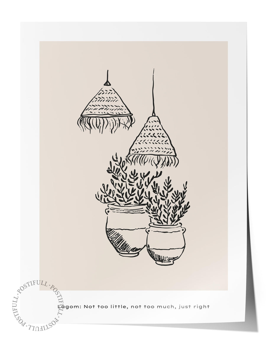 Lagom: Not too little, not too much, just right Minimalist Yaz Çerçevesiz Poster