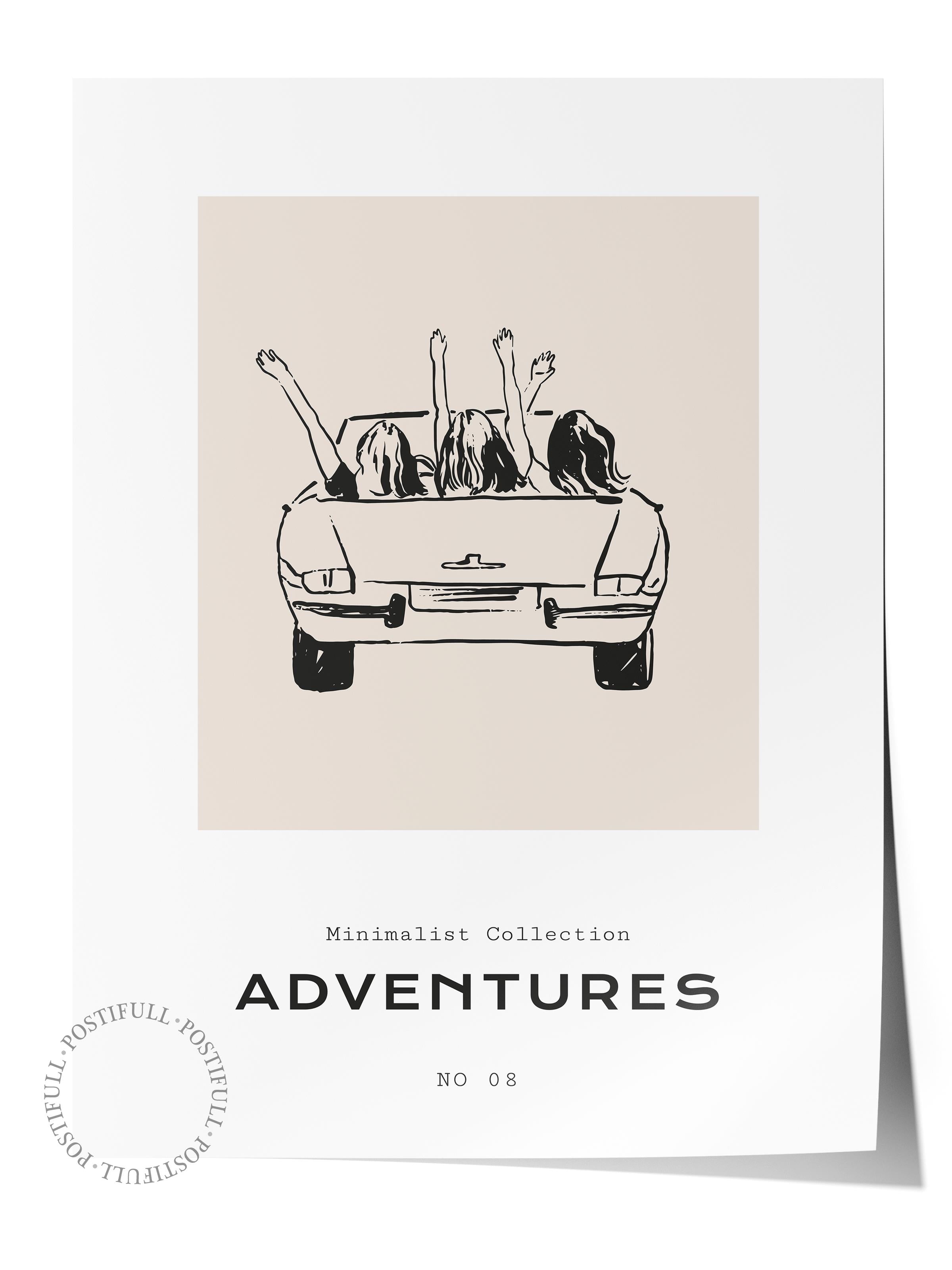 Gezi Çizim Temalı Duvar Posteri, Estetik Çerçevesiz Poster - Yatak Odası, Salon, Mutfak Duvar Dekoru