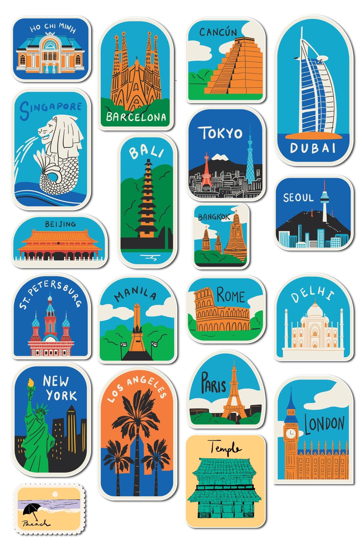 Gezi Temalı Sticker Seti - 20 Adet Etiket Seti- Telefon, Tablet, Defter Laptop Uyumlu Etiket