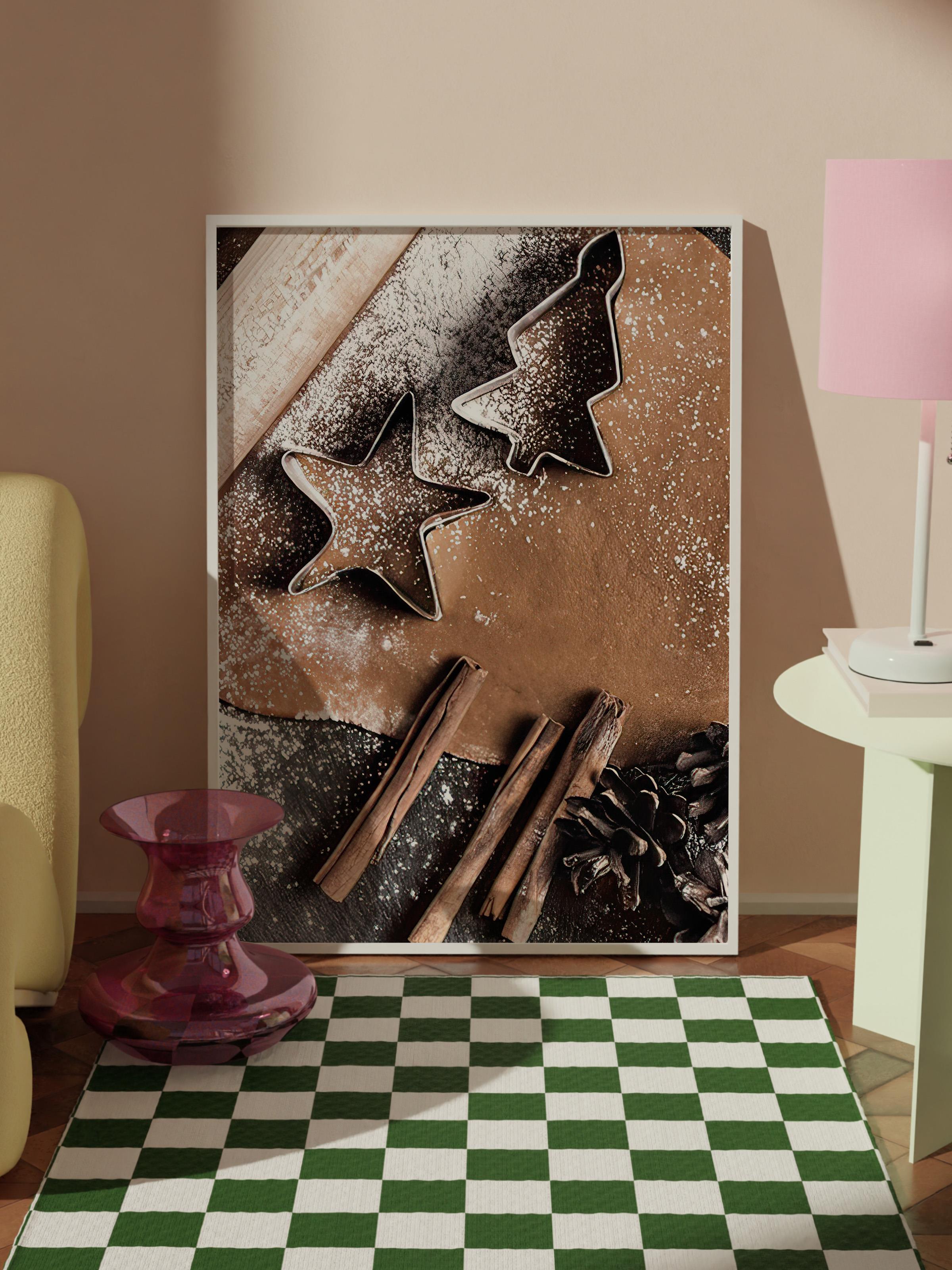Gingerbread Çerçeveli Tablo, Beyaz Çerçeve ve Poster, Dikey Duvar Tablosu Comfort Serisi NO:108357