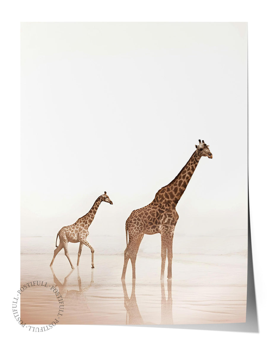 Giraffes by the dessert Poster, Dikey Duvar Tablosu Comfort Serisi NO:108345