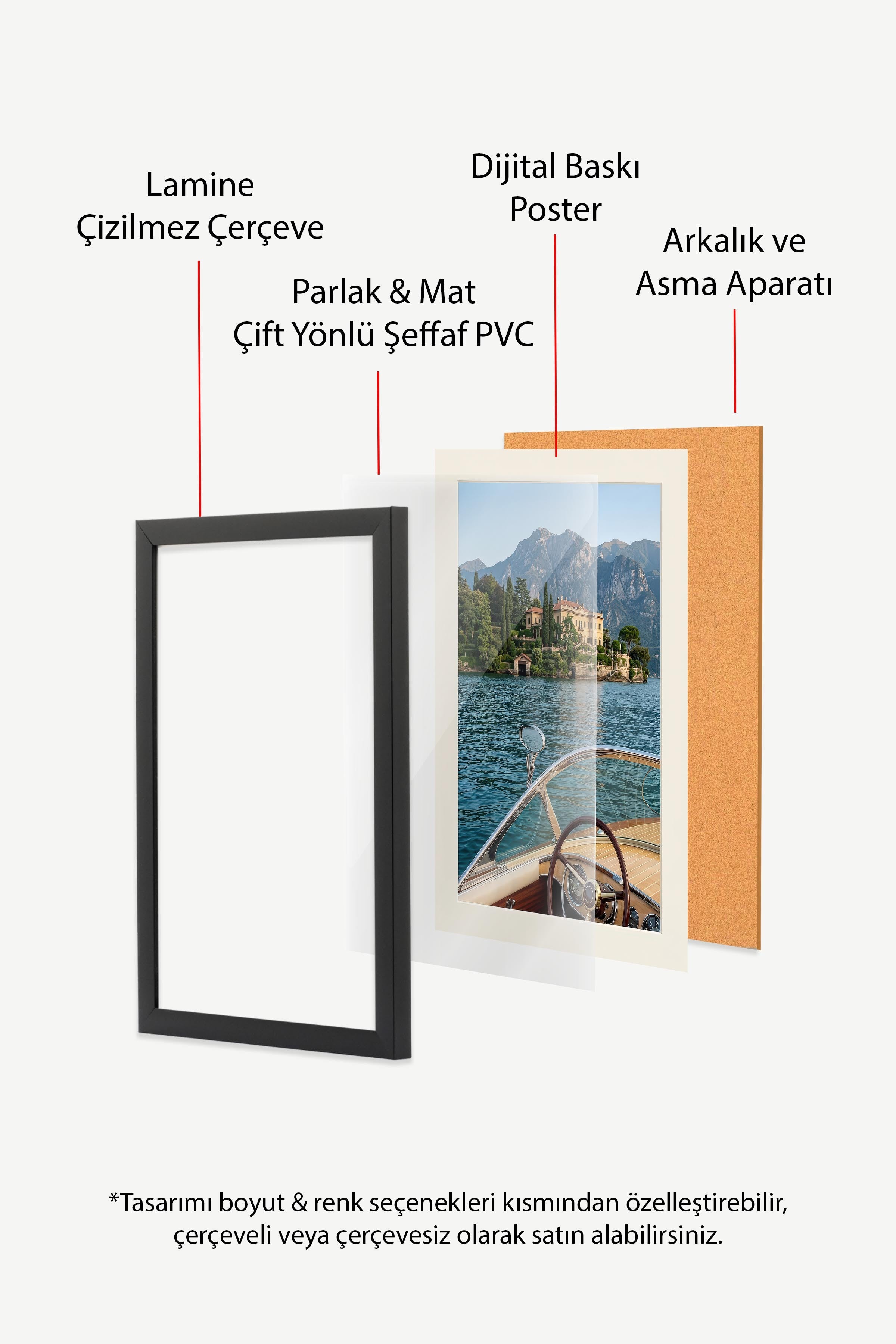 Göl ve Dağ Manzarası Posteri, Siyah Çerçeveli Poster, Old Money Serisi, NO:113163