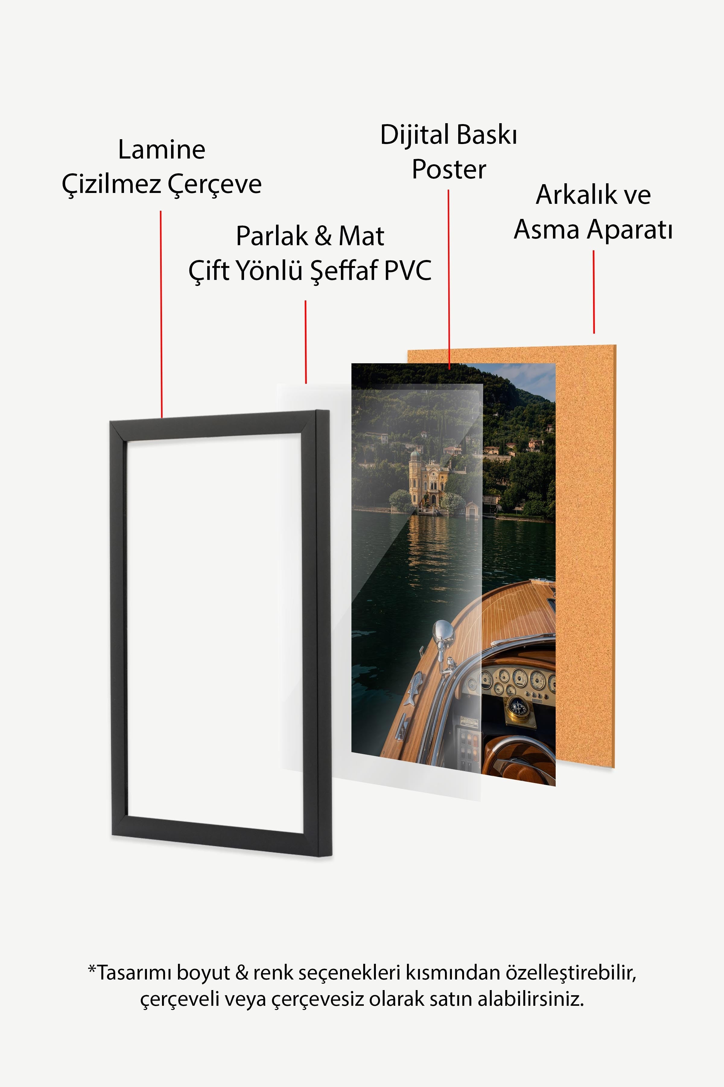 Göl ve Tekne Manzarası Posteri, Siyah Çerçeveli Poster, Old Money Serisi, NO:113144